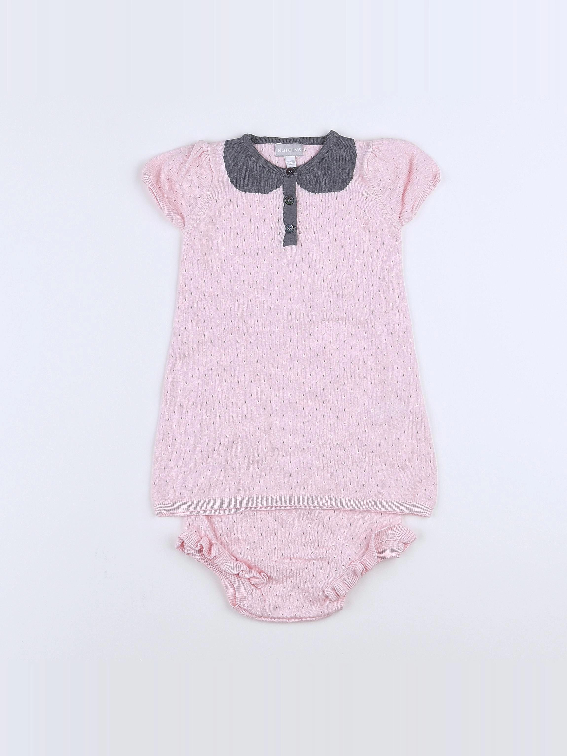 Natalys - robe gris,rose - 18 mois