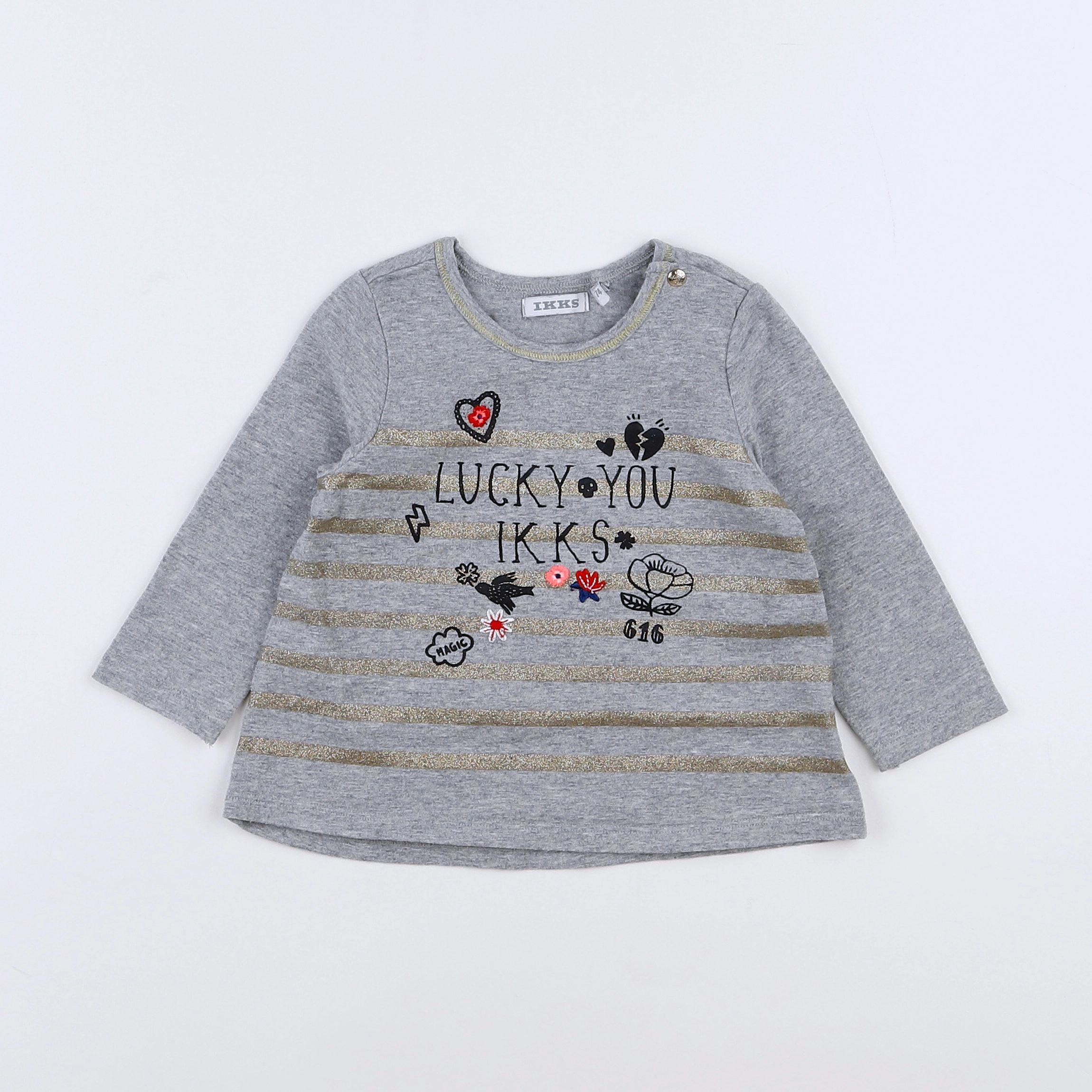 IKKS - tee-shirt gris, or - 12 mois