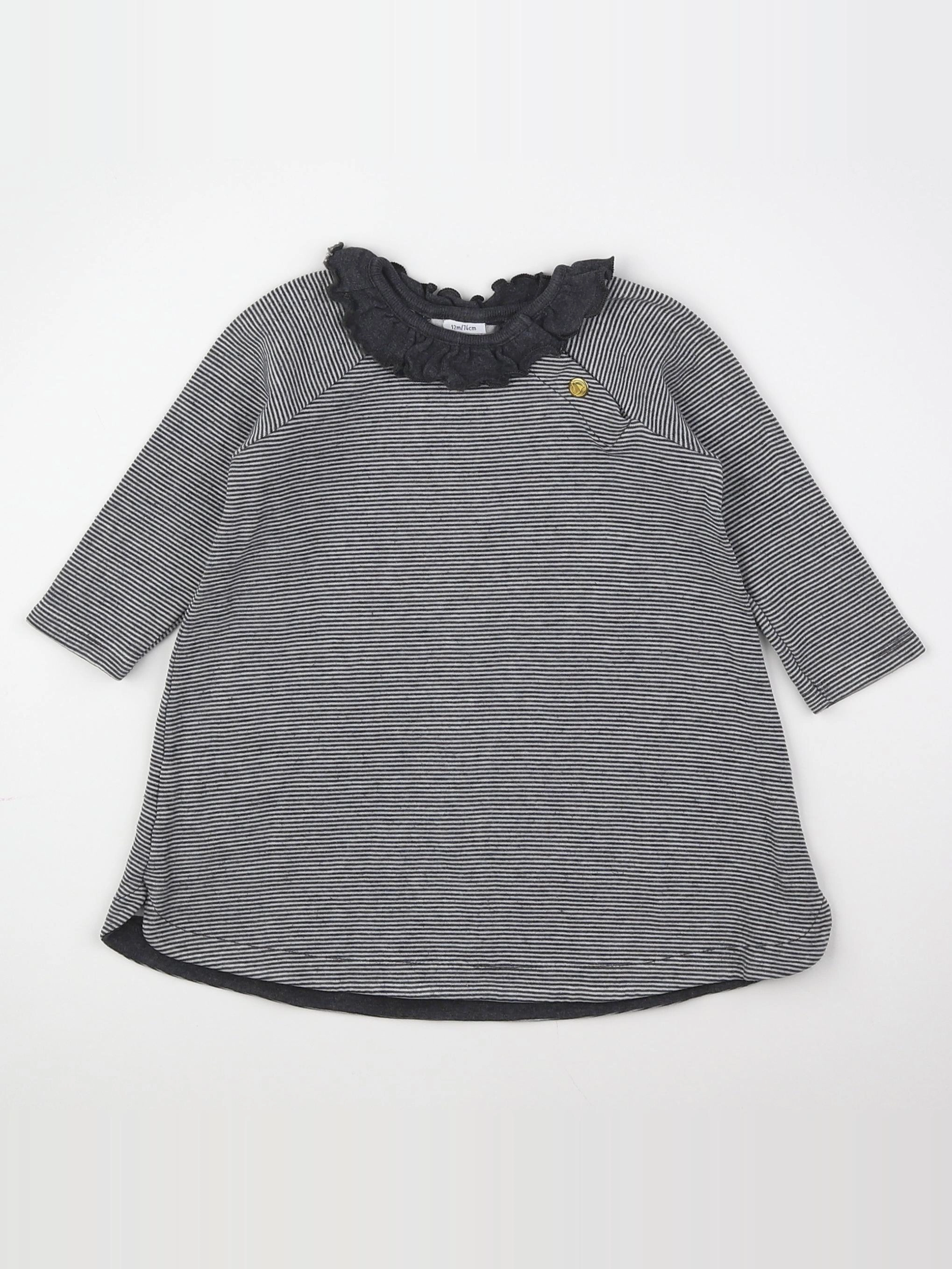 Petit Bateau - robe gris - 12 mois