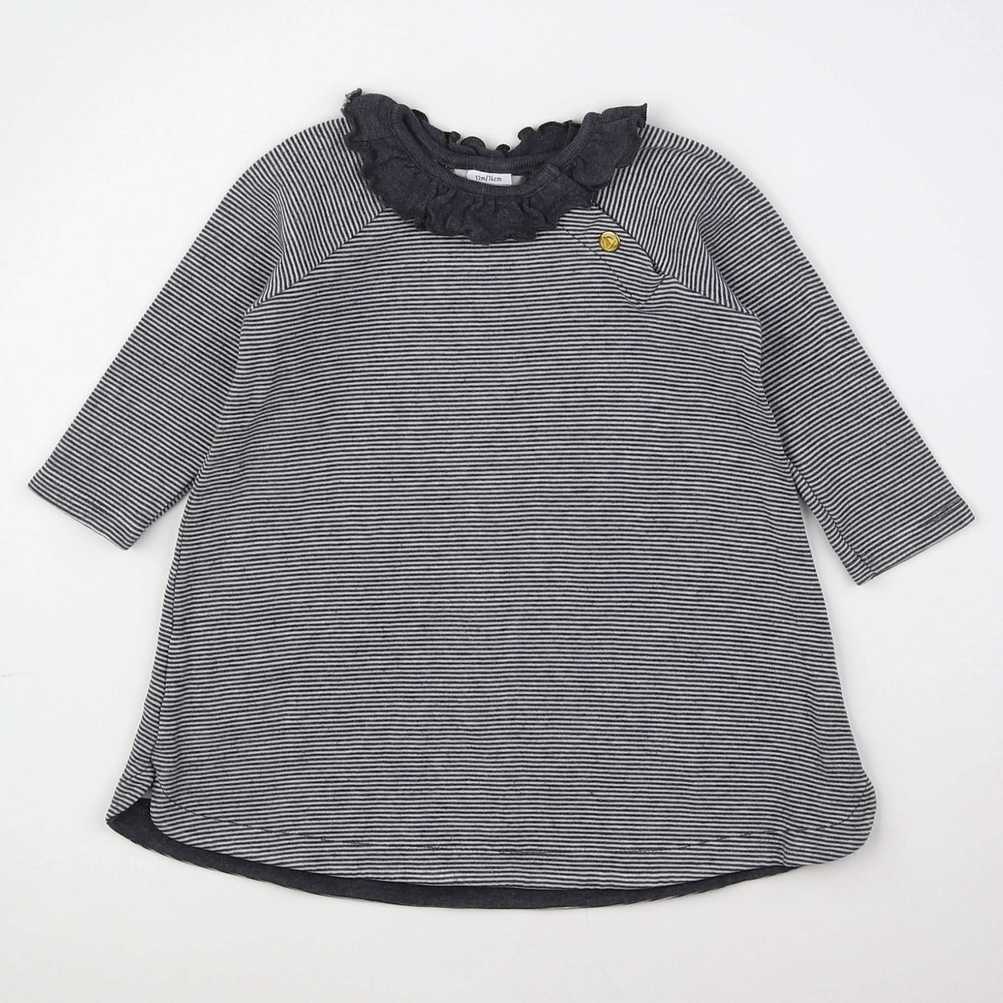 Petit Bateau - robe gris - 12 mois