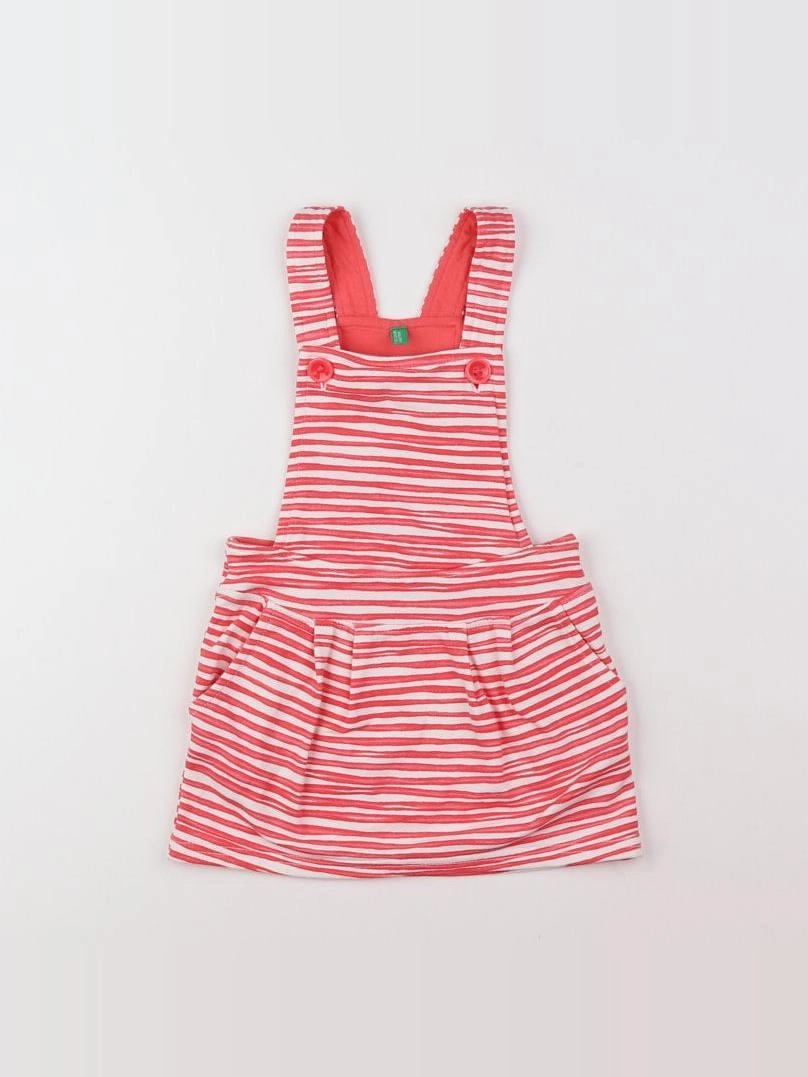 Benetton - robe blanc, rose - 12 mois