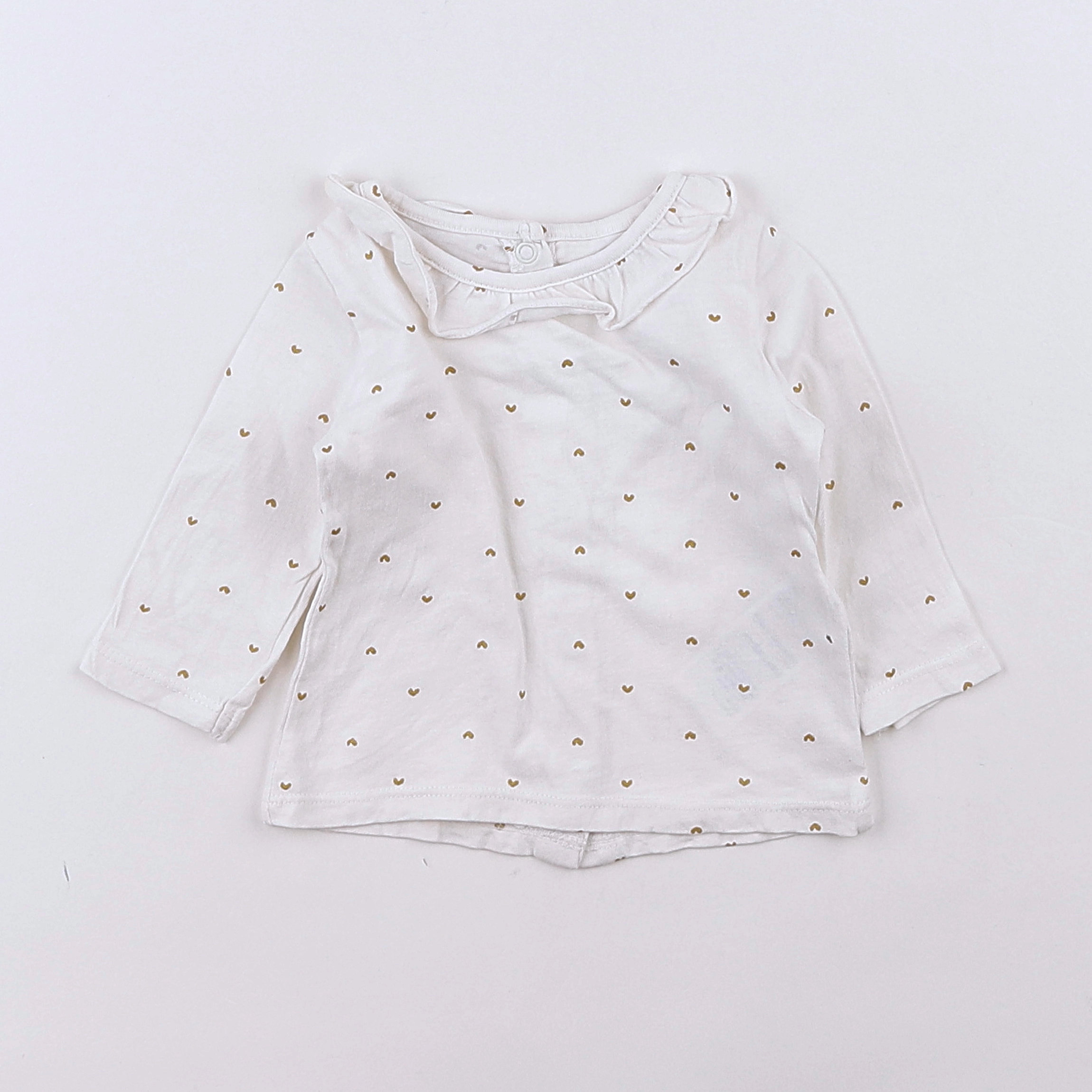 Vertbaudet - tee-shirt blanc, or - 3 mois