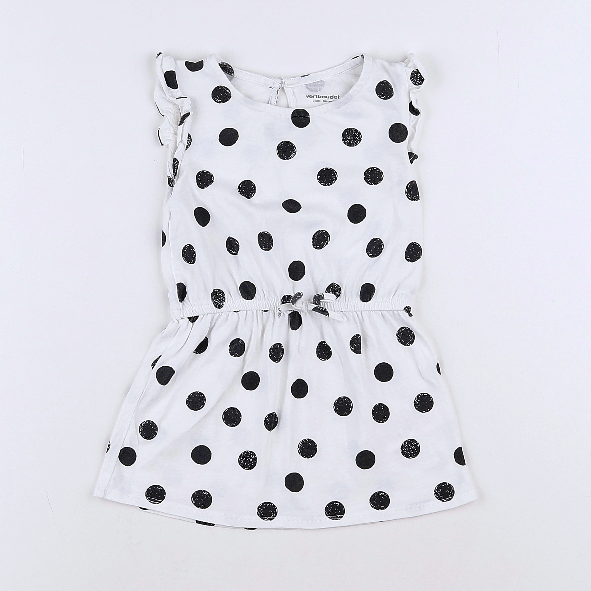 Vertbaudet - robe blanc, noir - 2 ans
