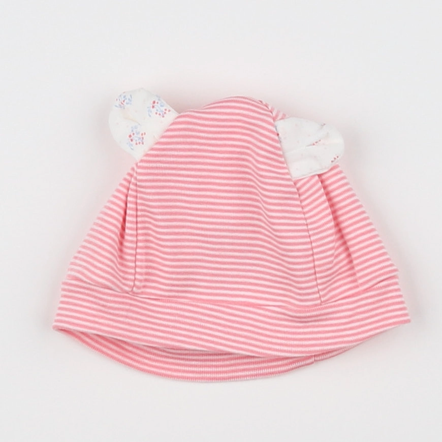 Petit Bateau - bonnet blanc, rose - 6 mois