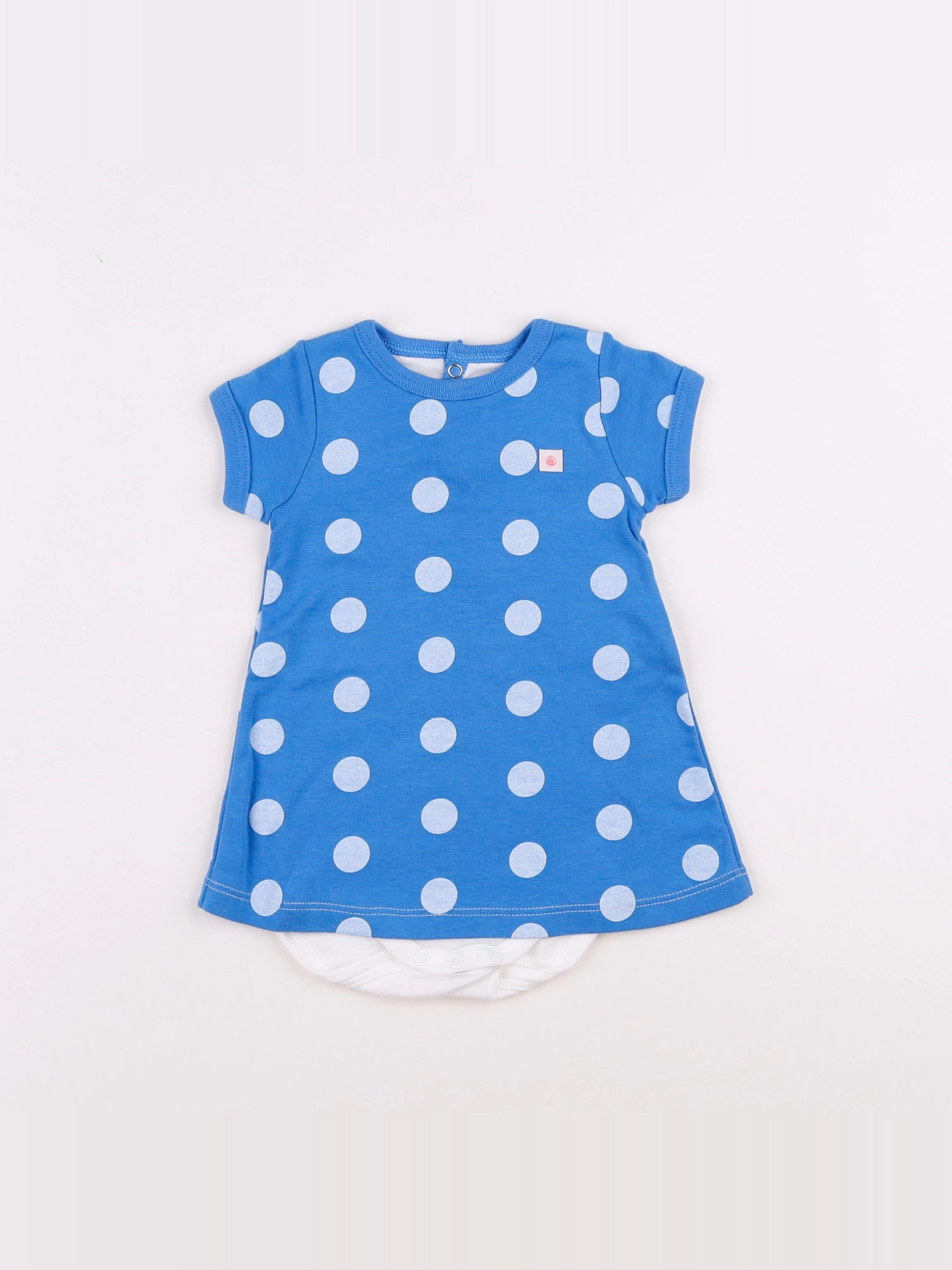 Petit Bateau - body vetement bleu - 3 mois