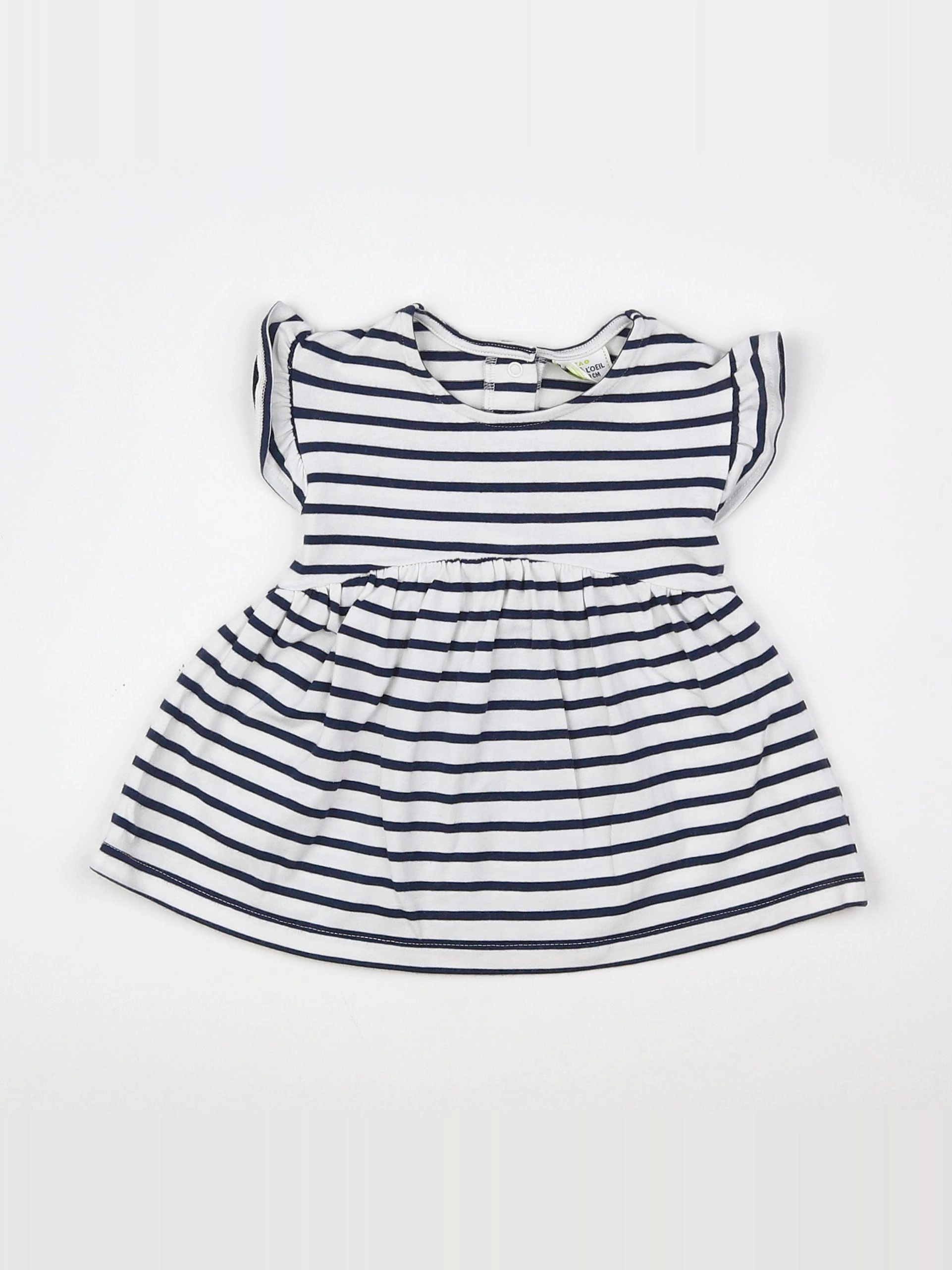 Tape à l'oeil - robe blanc, bleu - 3 mois
