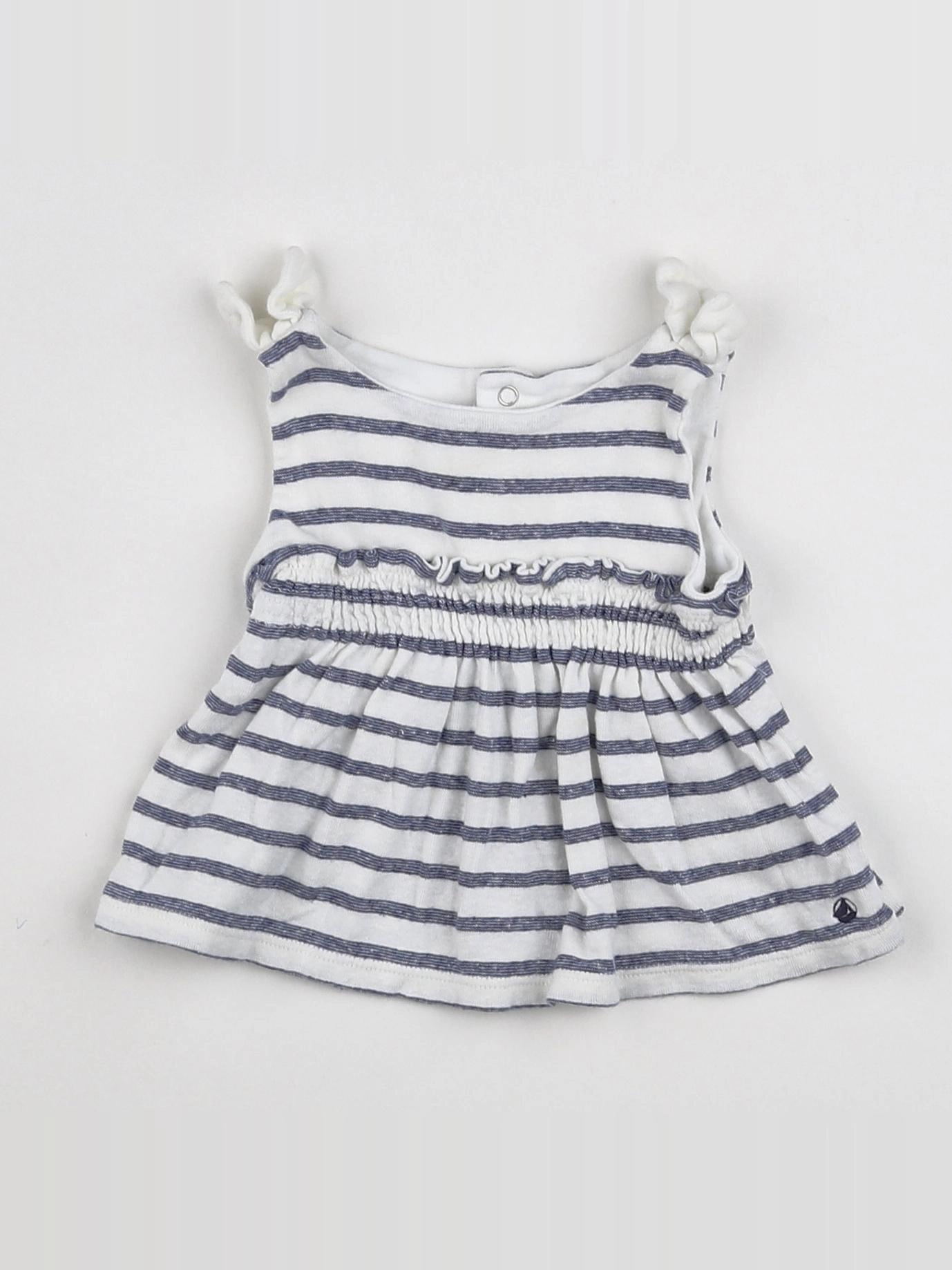 Petit Bateau - robe blanc, bleu - 6 mois