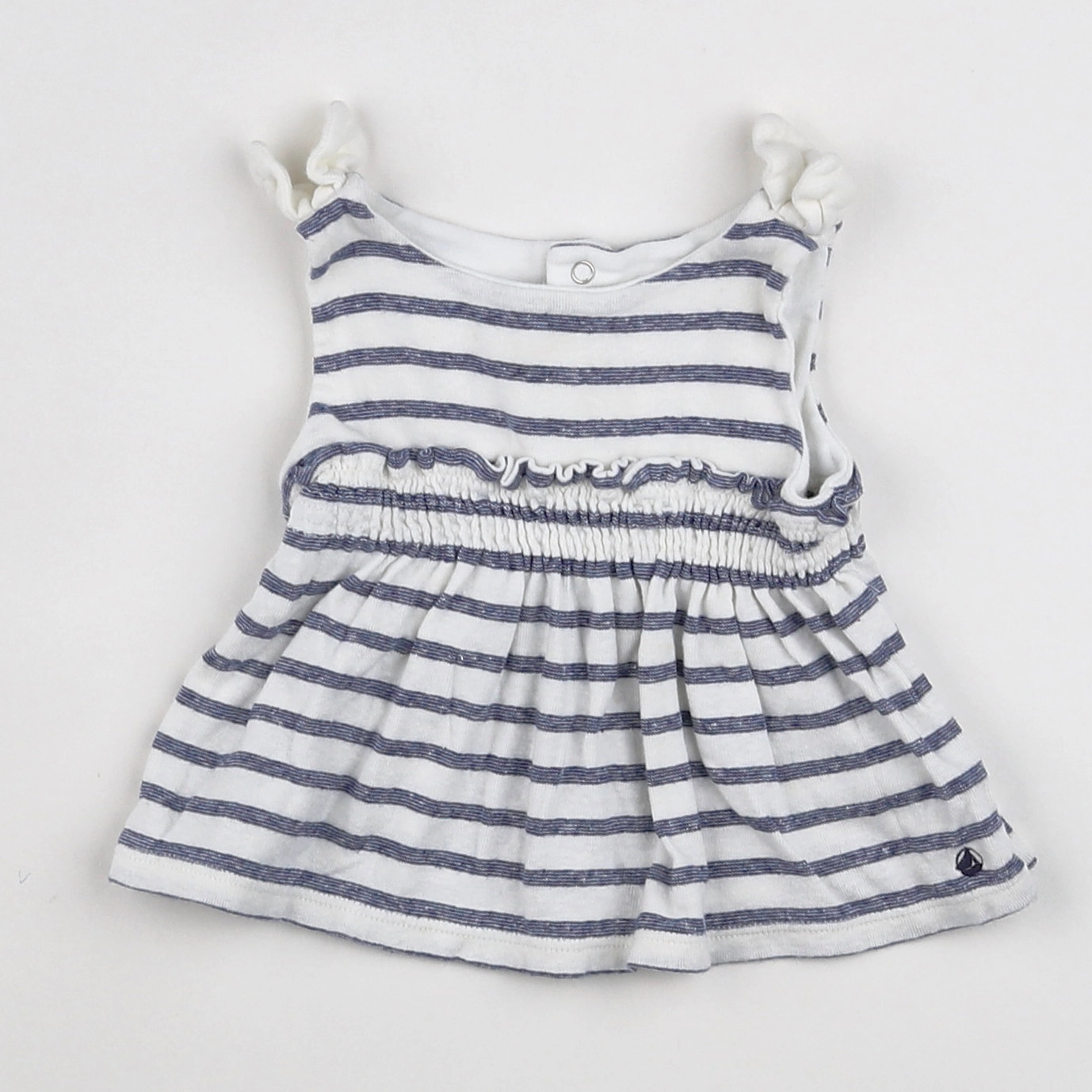 Petit Bateau - robe blanc, bleu - 6 mois