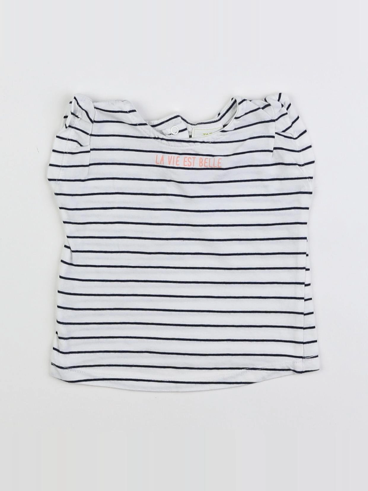 Tape à l'oeil - tee-shirt blanc, bleu - 3 mois