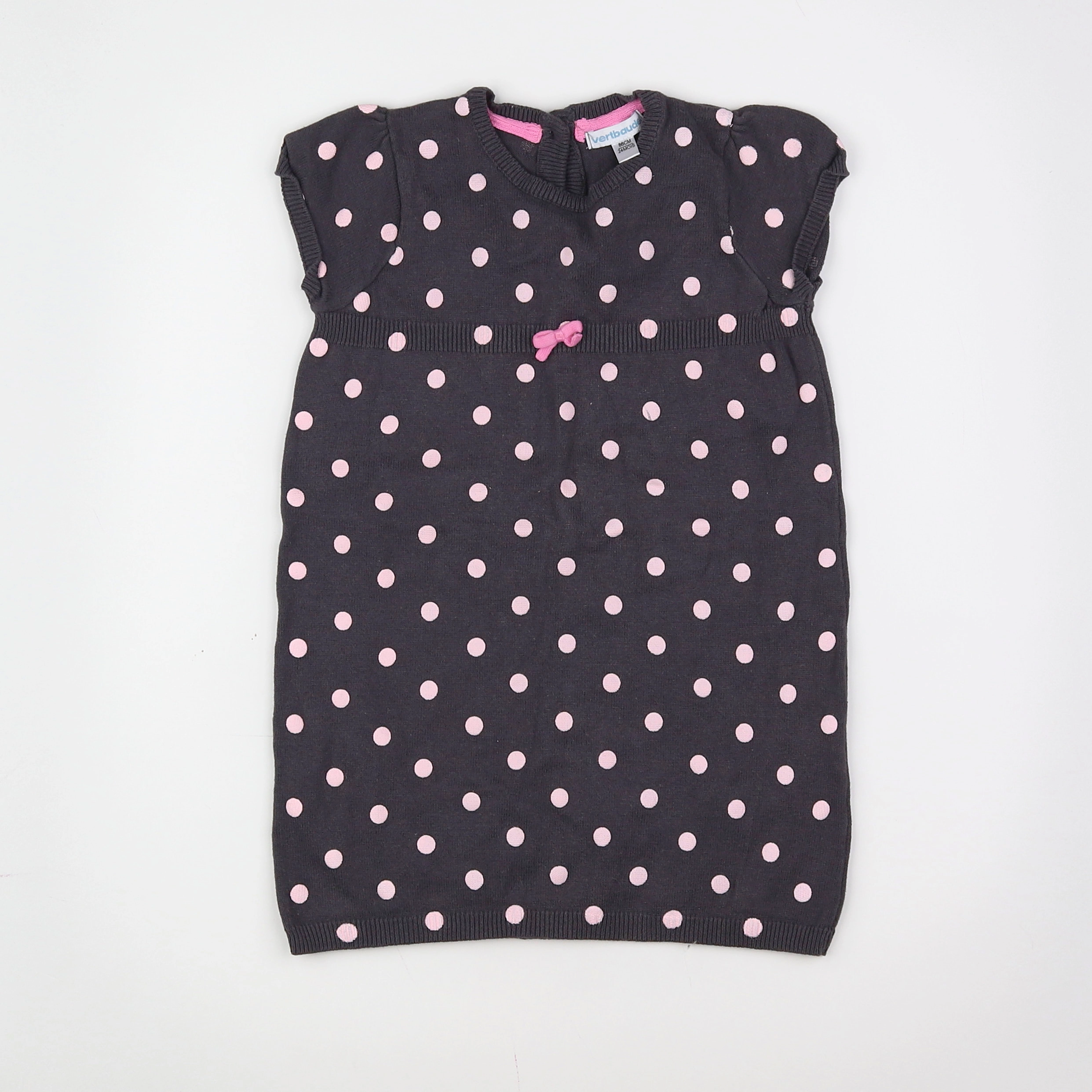 Vertbaudet - robe gris, rose - 2 ans