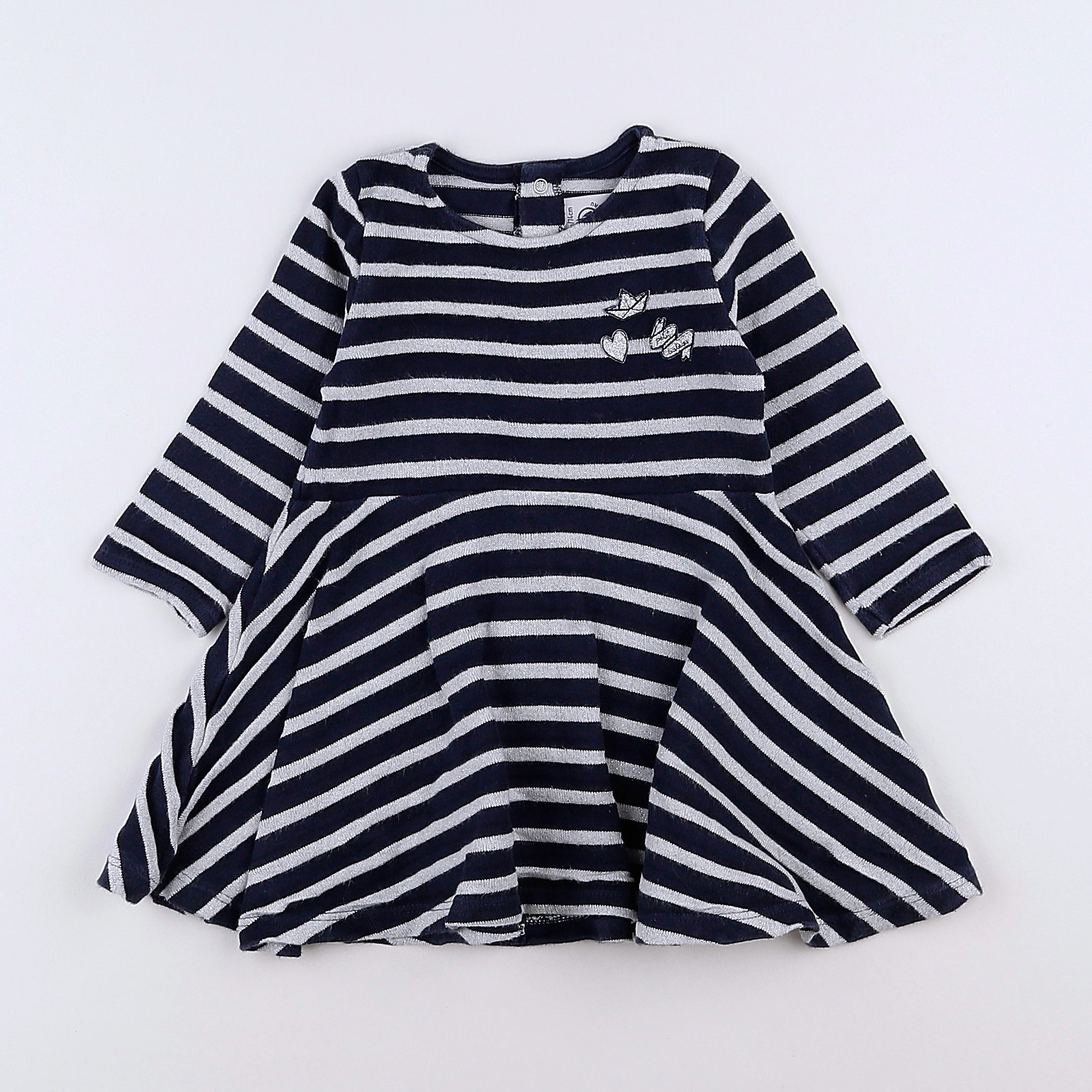 Petit Bateau - robe bleu, argent - 12 mois
