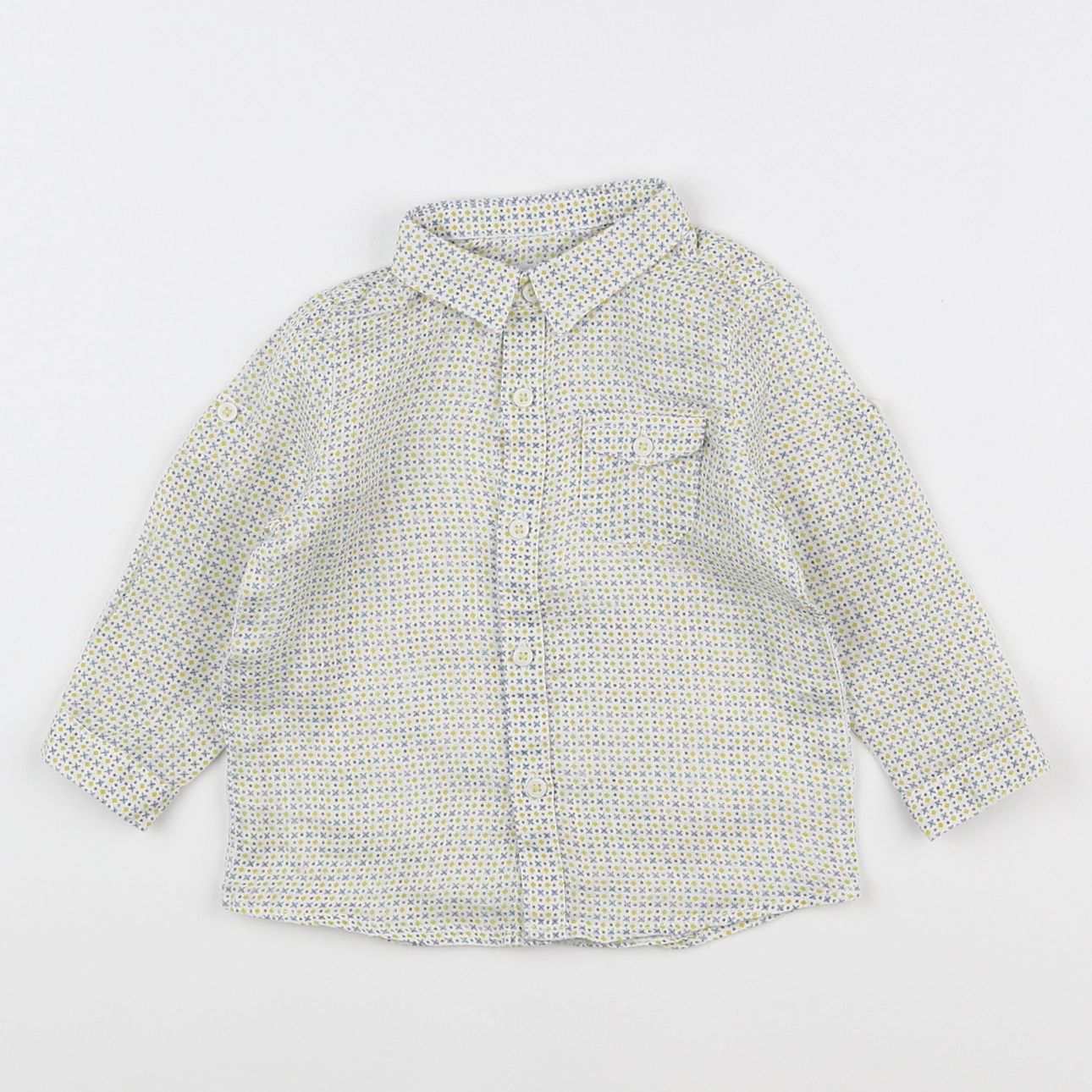 Zara - chemise bleu, jaune - 6/9 mois