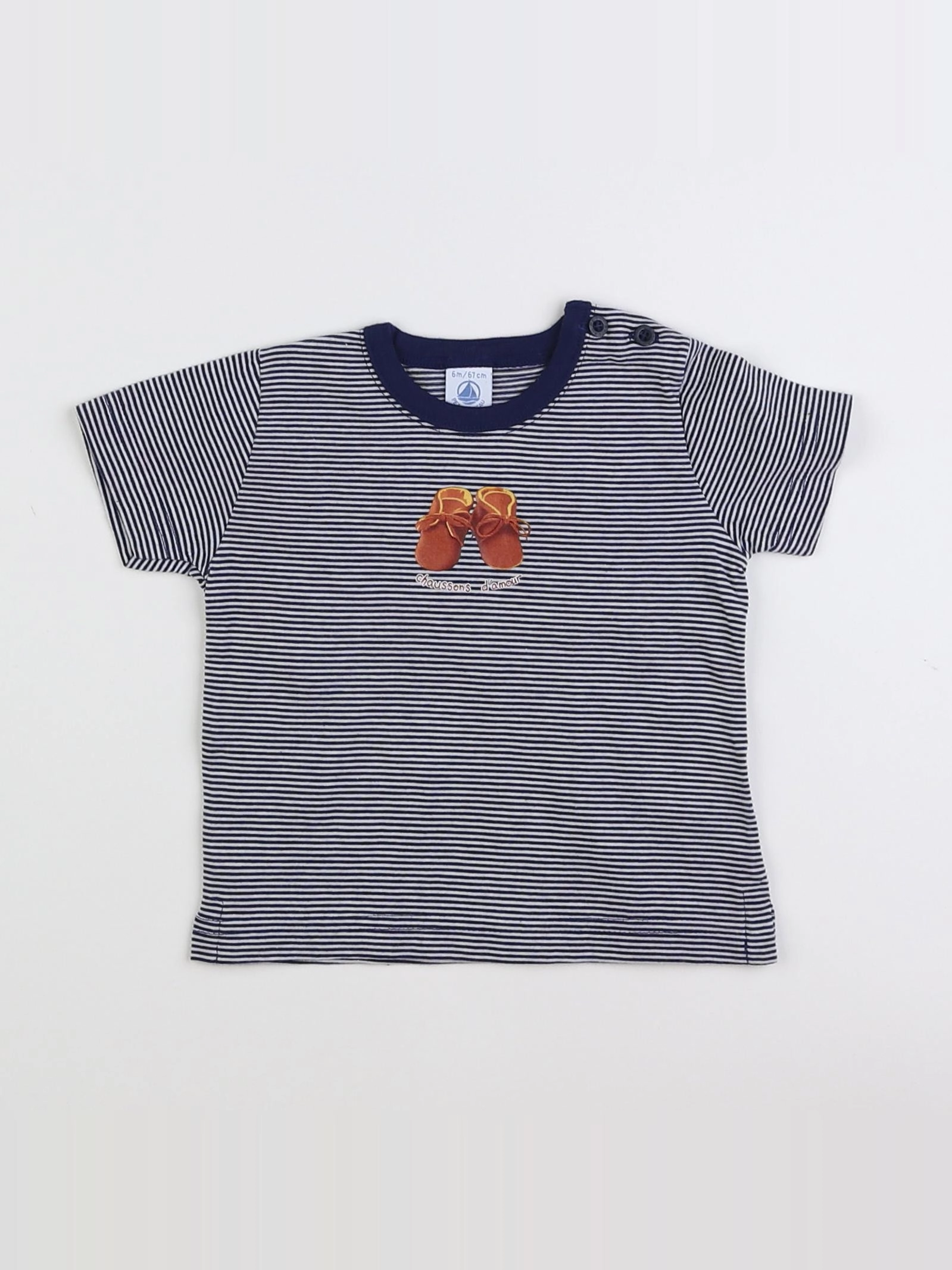 Petit Bateau - tee-shirt bleu - 6 mois