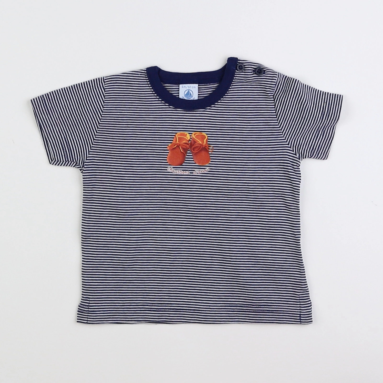 Petit Bateau - tee-shirt bleu - 6 mois