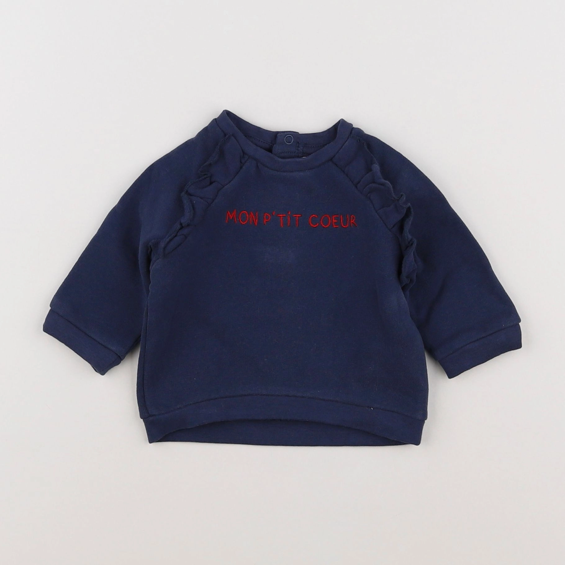 Vertbaudet - sweat bleu, rouge - 6 mois