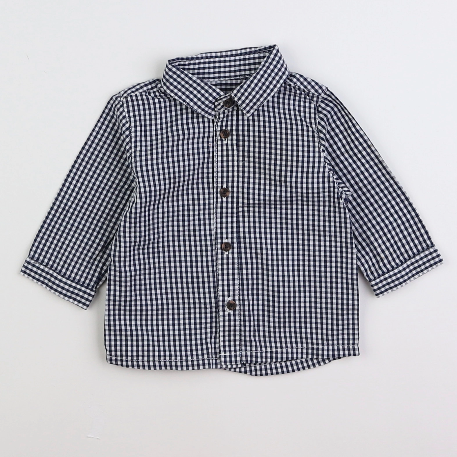 Vertbaudet - chemise bleu, blanc - 3 mois