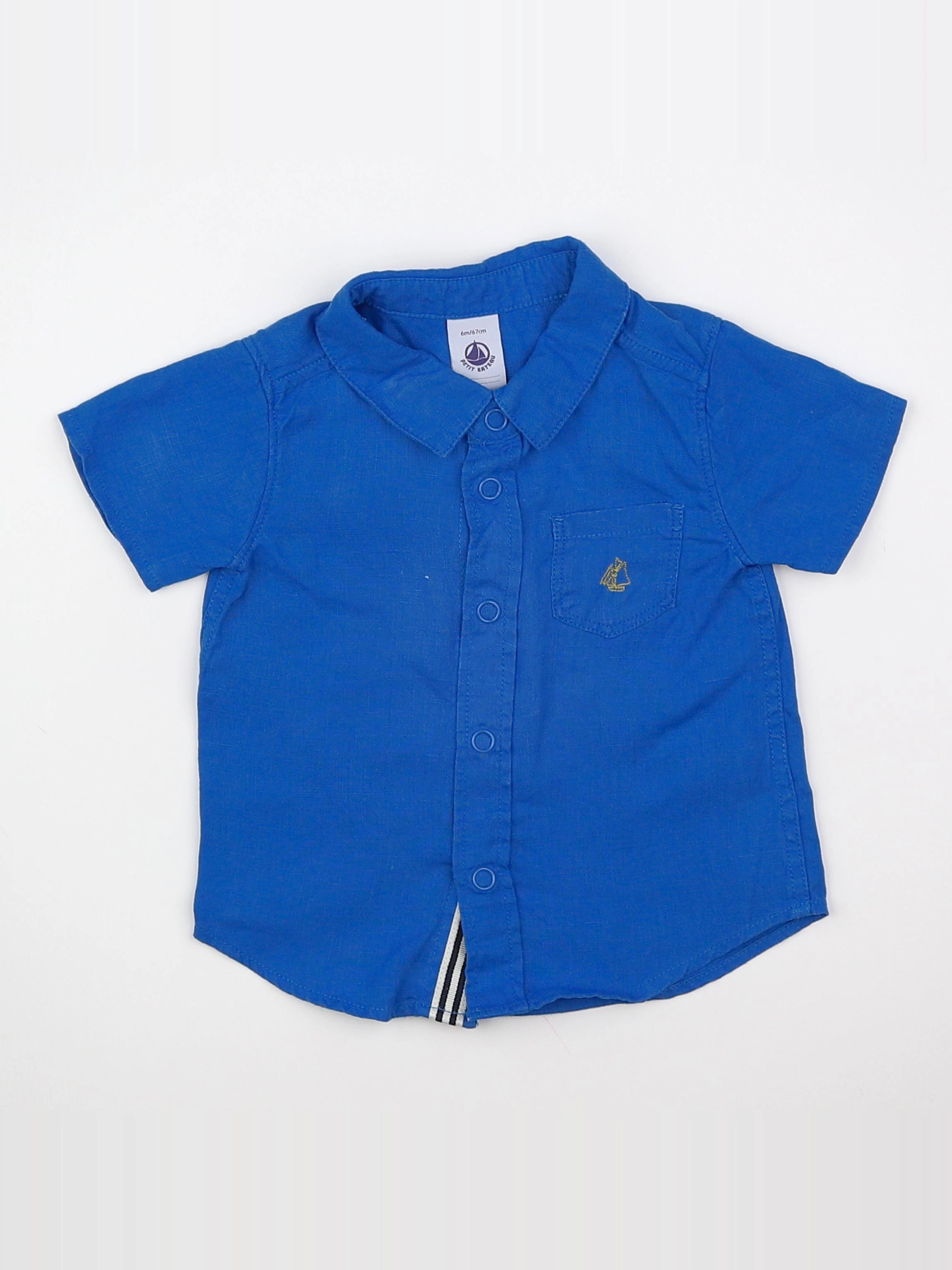 Petit Bateau - chemise bleu - 6 mois