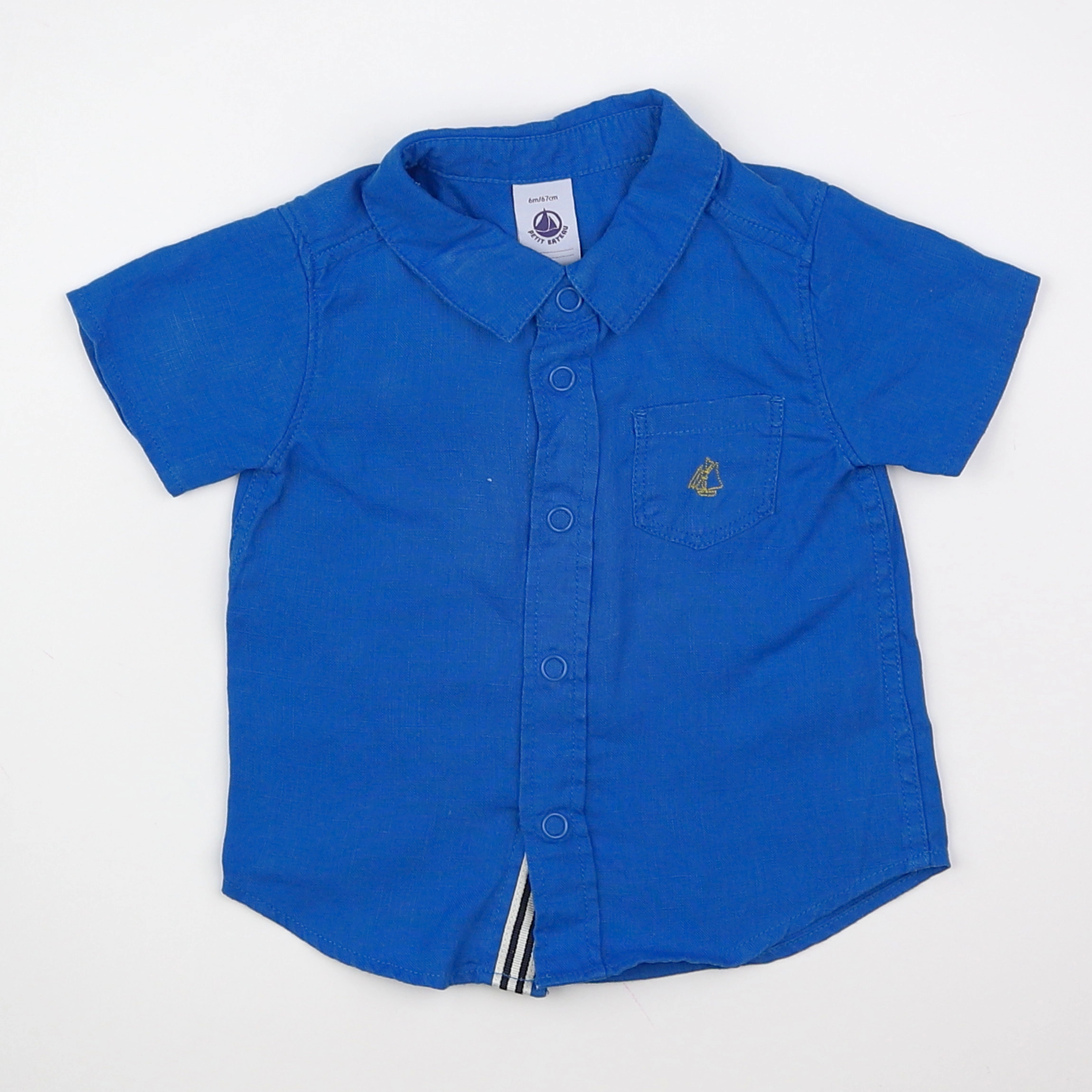 Petit Bateau - chemise bleu - 6 mois