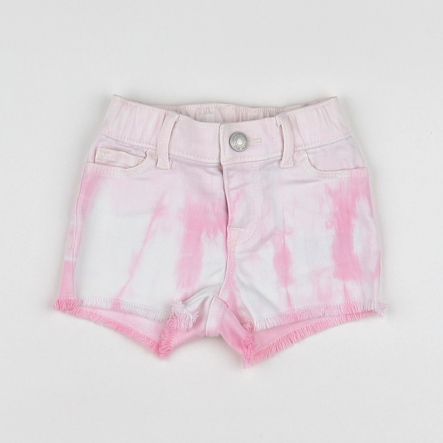 GAP - short blanc, rose - 12/18 mois