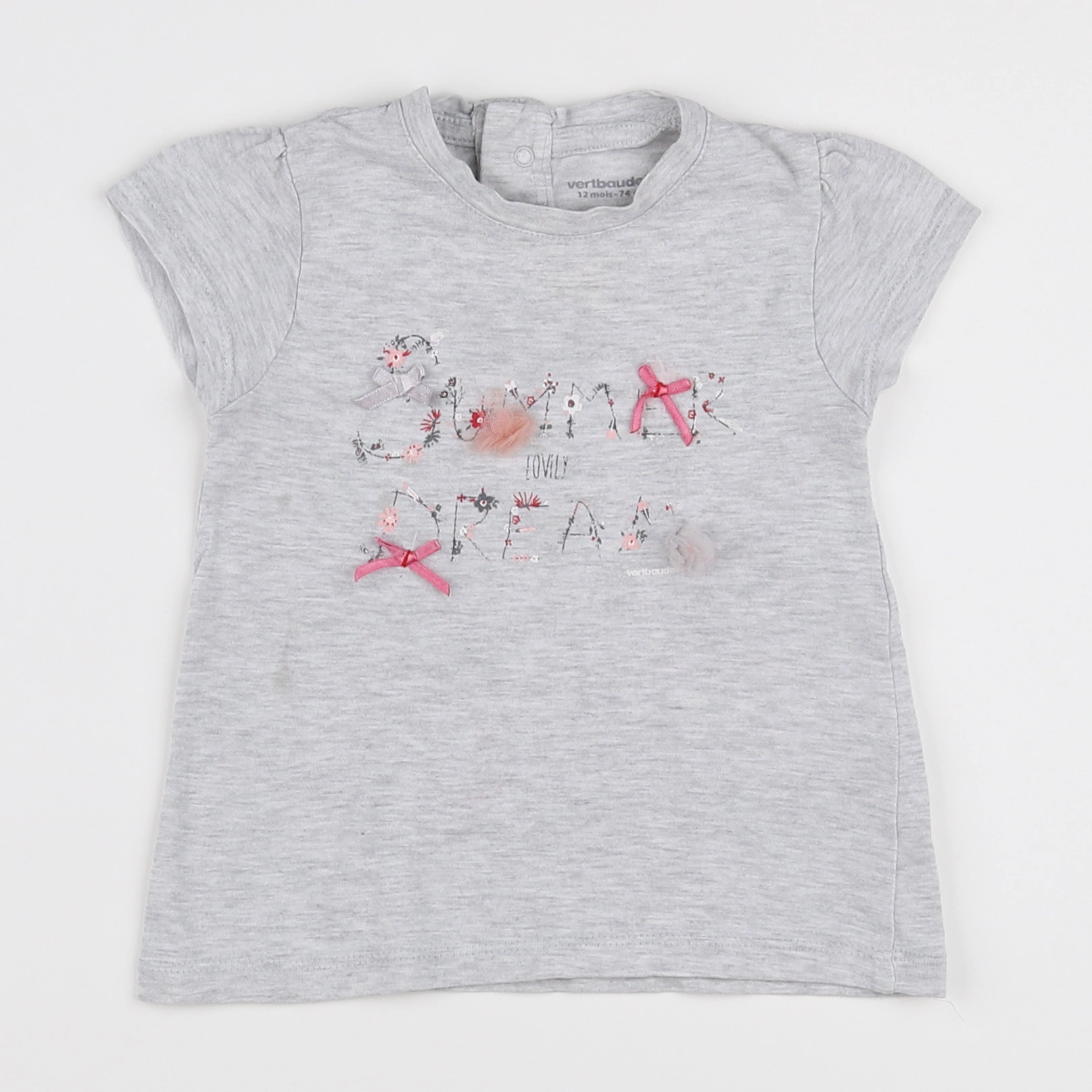 Vertbaudet - tee-shirt gris - 12 mois