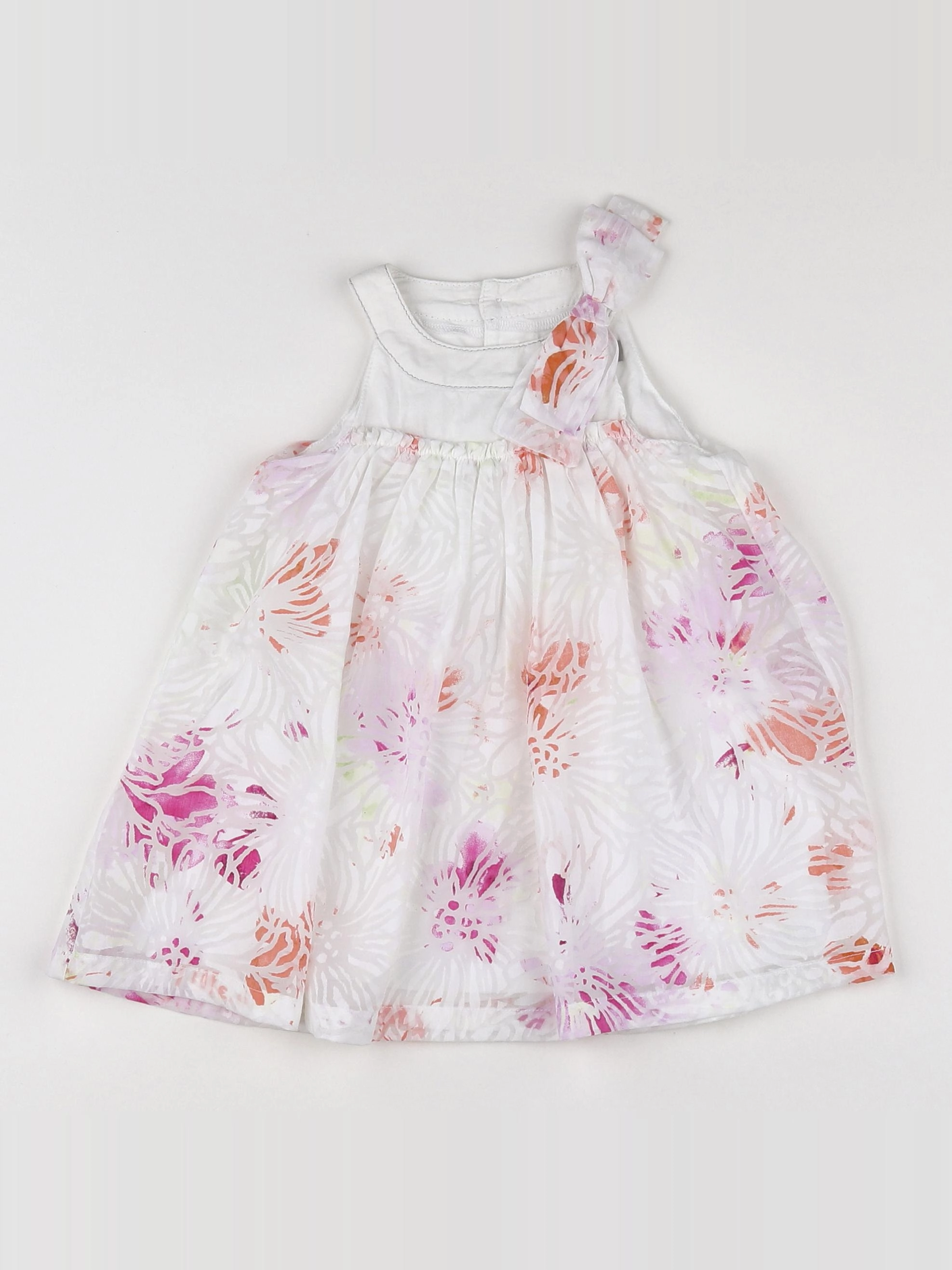Catimini - robe blanc, rose - 12 mois