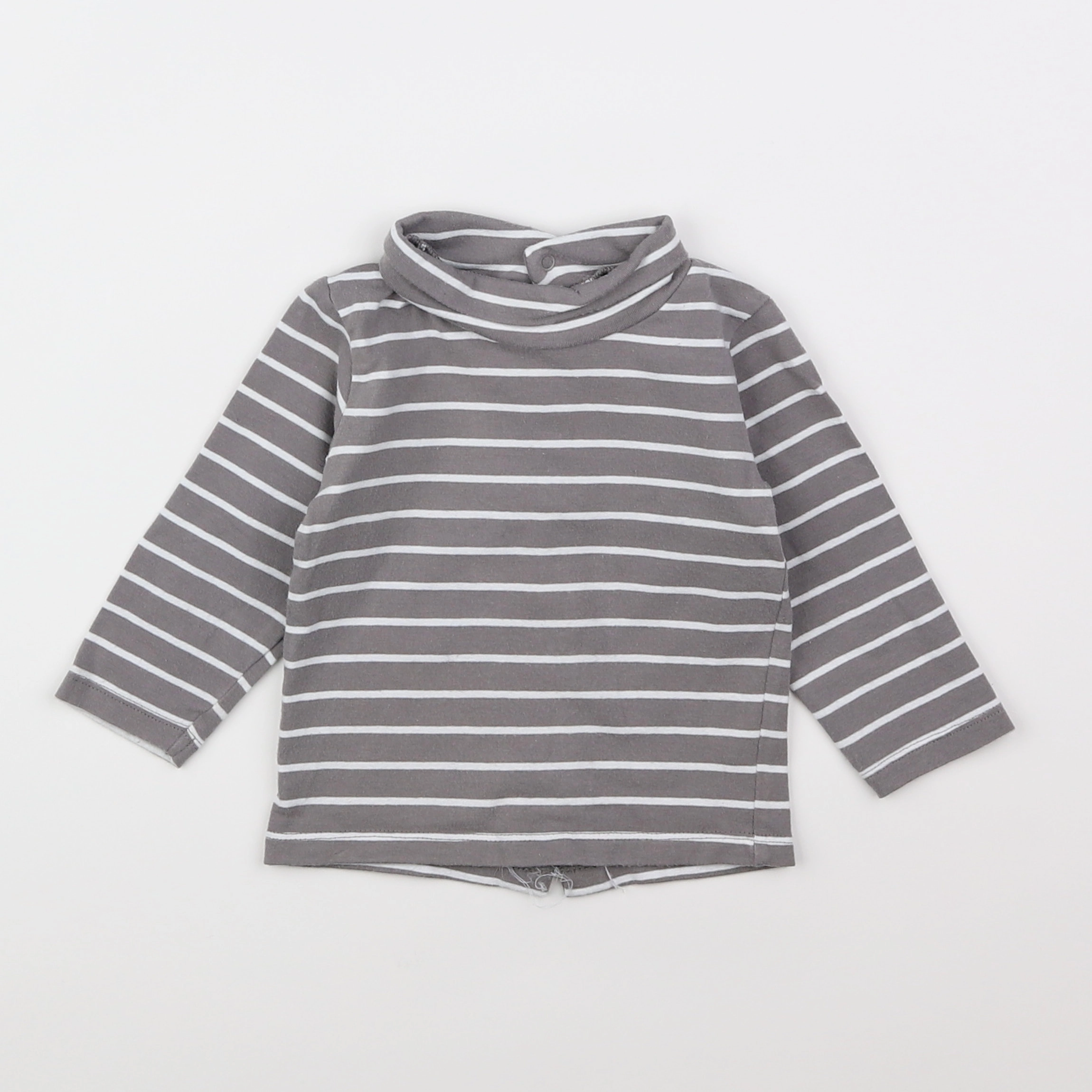 Vertbaudet - sous-pull gris, blanc - 6 mois