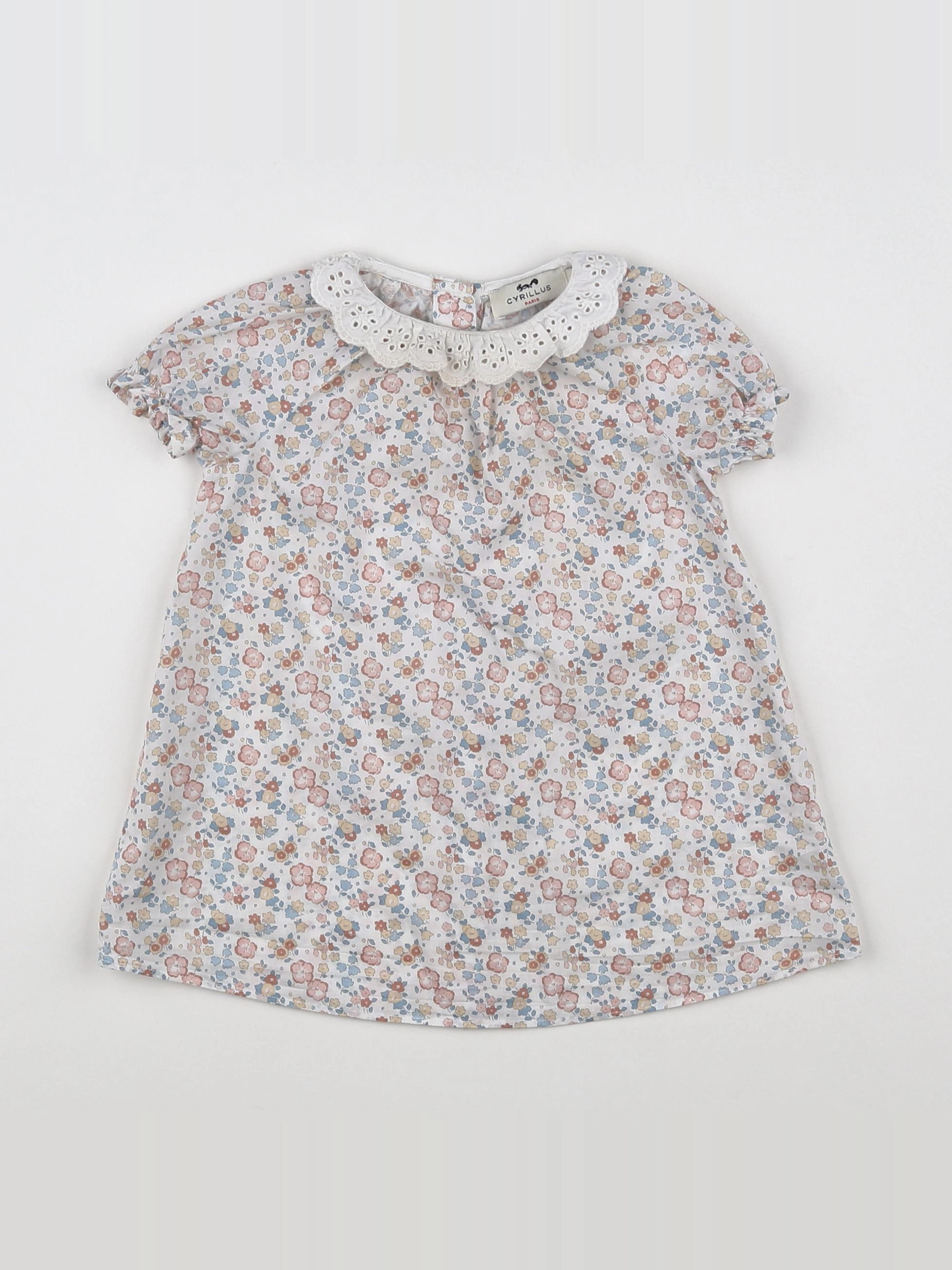 Cyrillus - robe blanc, rose - 12 mois