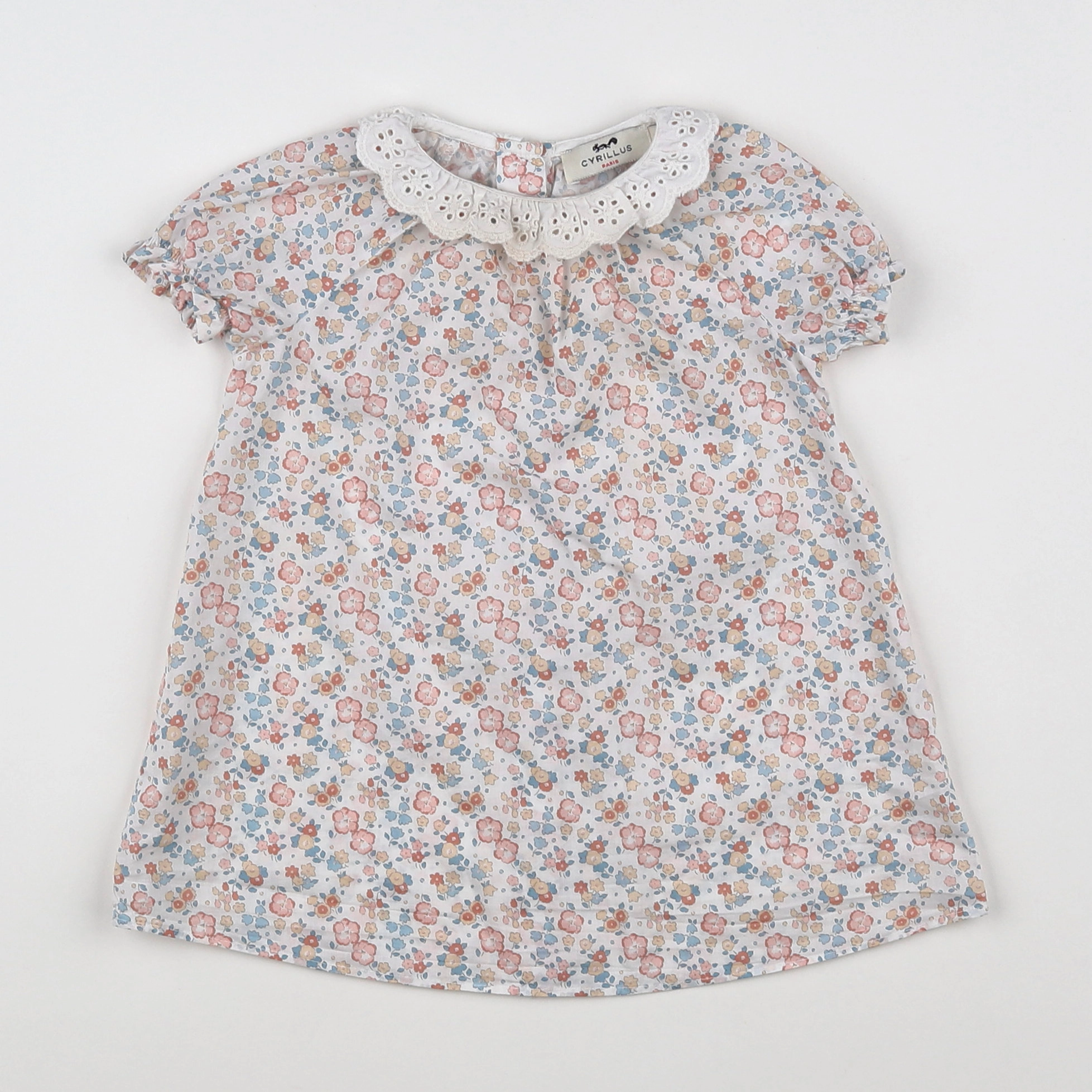 Cyrillus - robe blanc, rose - 12 mois