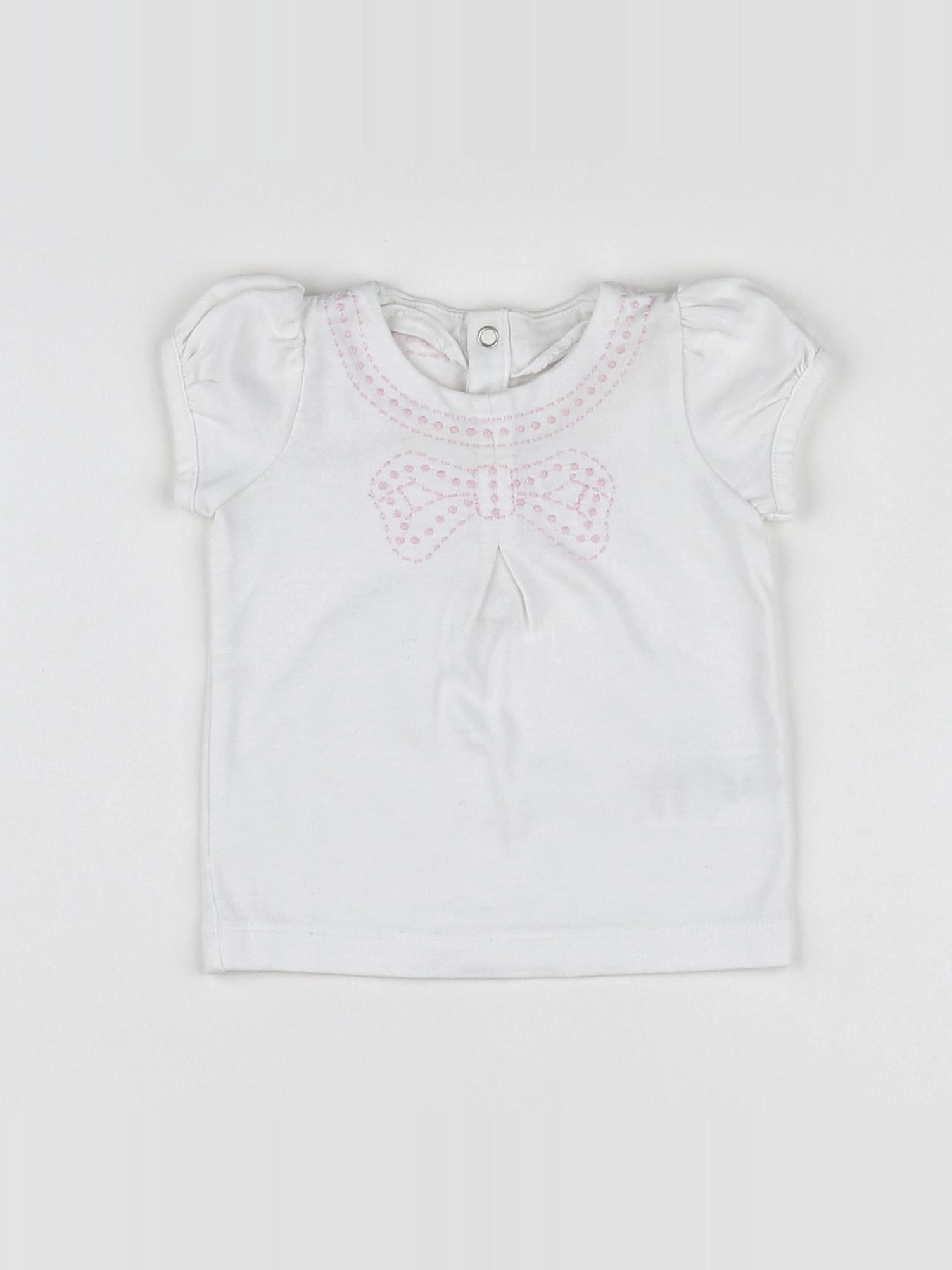 Jacadi - tee-shirt blanc, rose - 6 mois