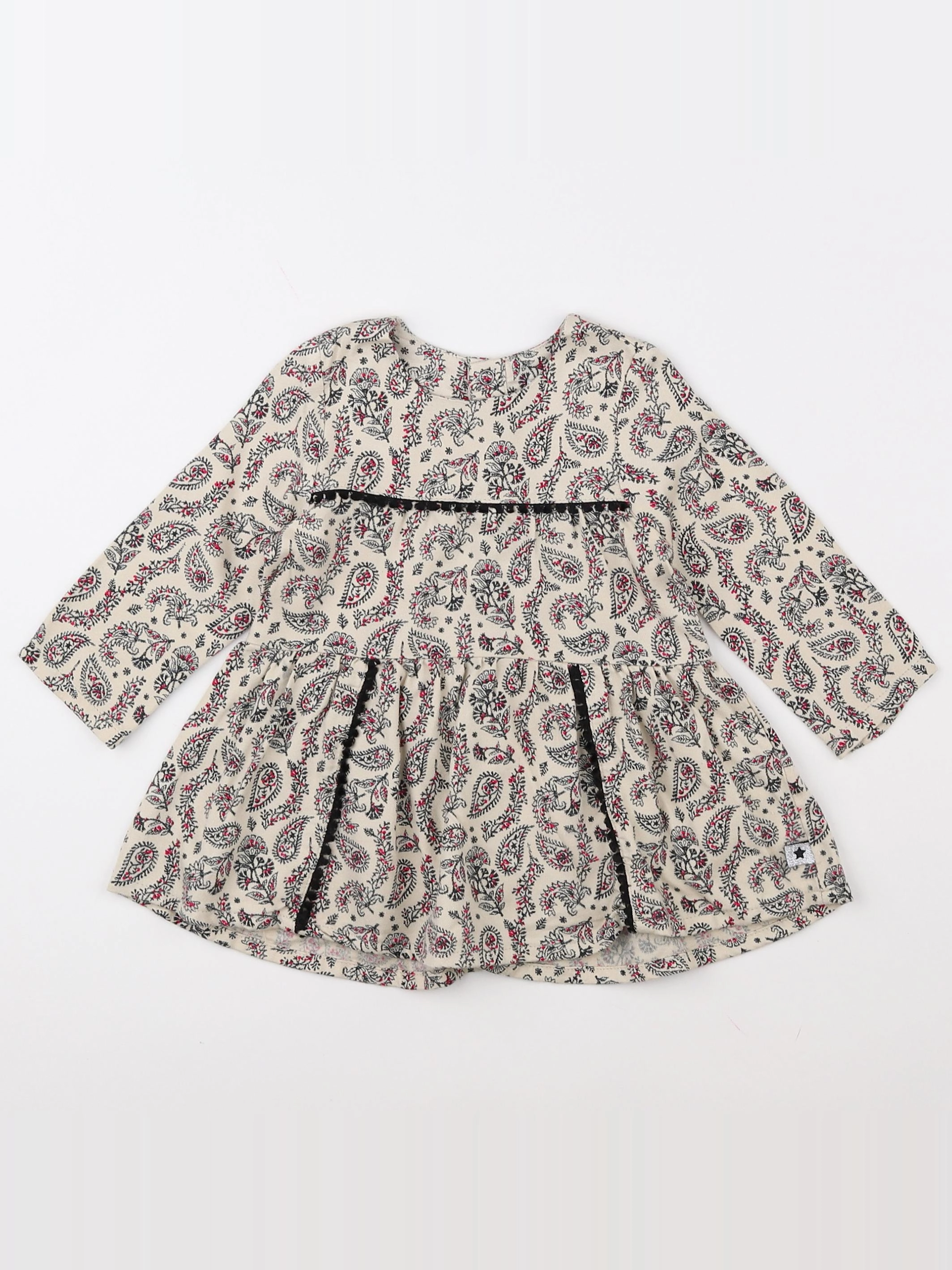 IKKS - robe beige, rose - 12 mois