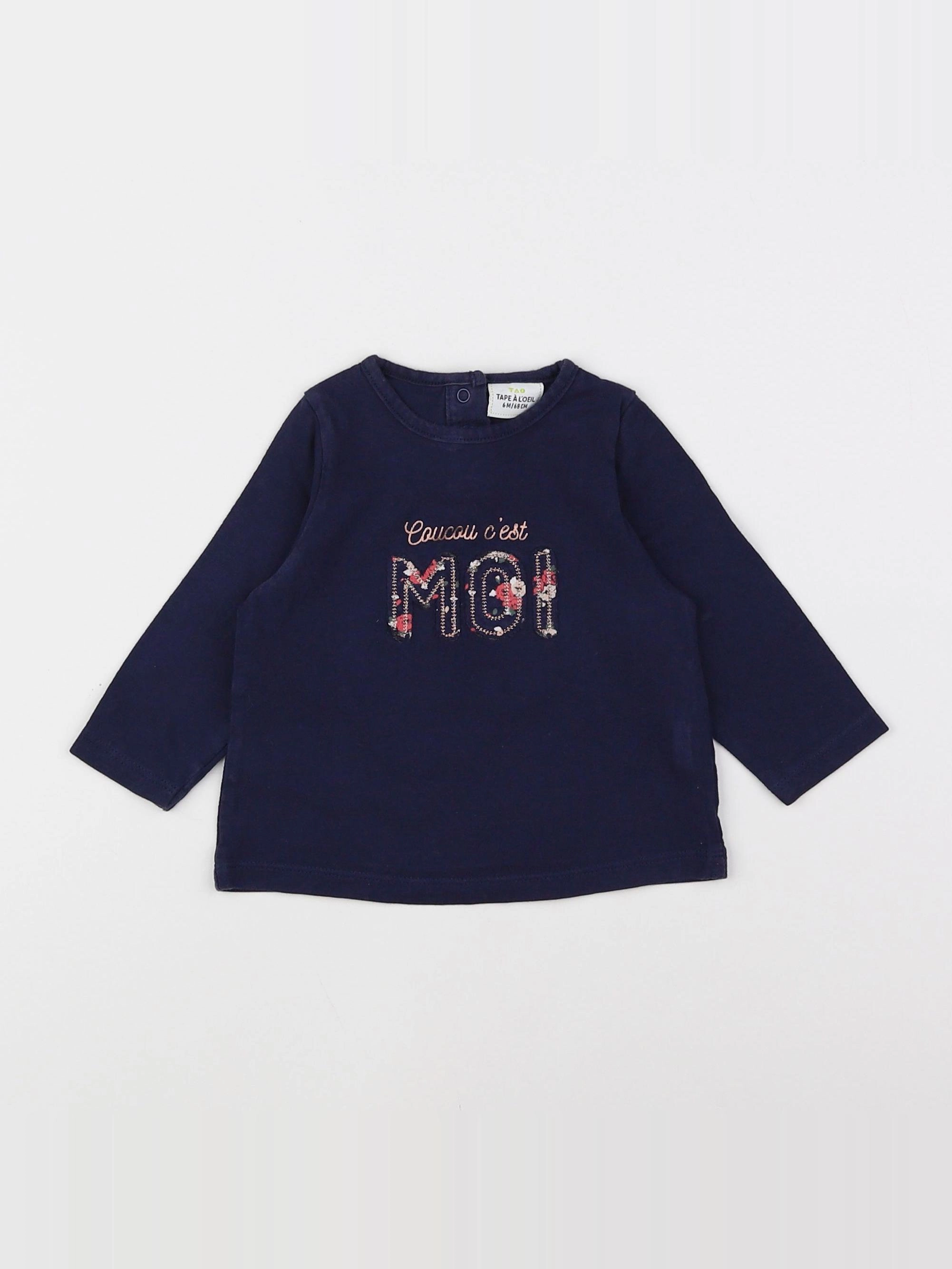 Tape à l'oeil - tee-shirt bleu, rose - 6 mois
