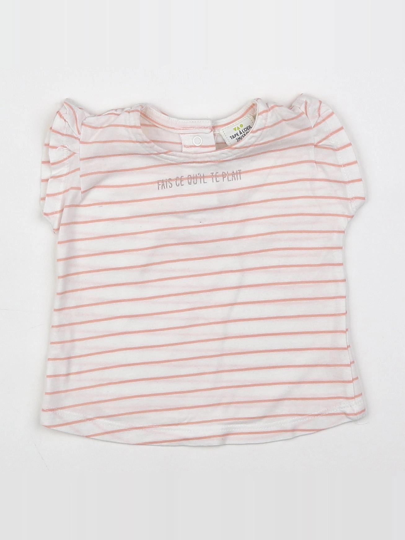Tape à l'oeil - tee-shirt blanc, rose - 3 mois