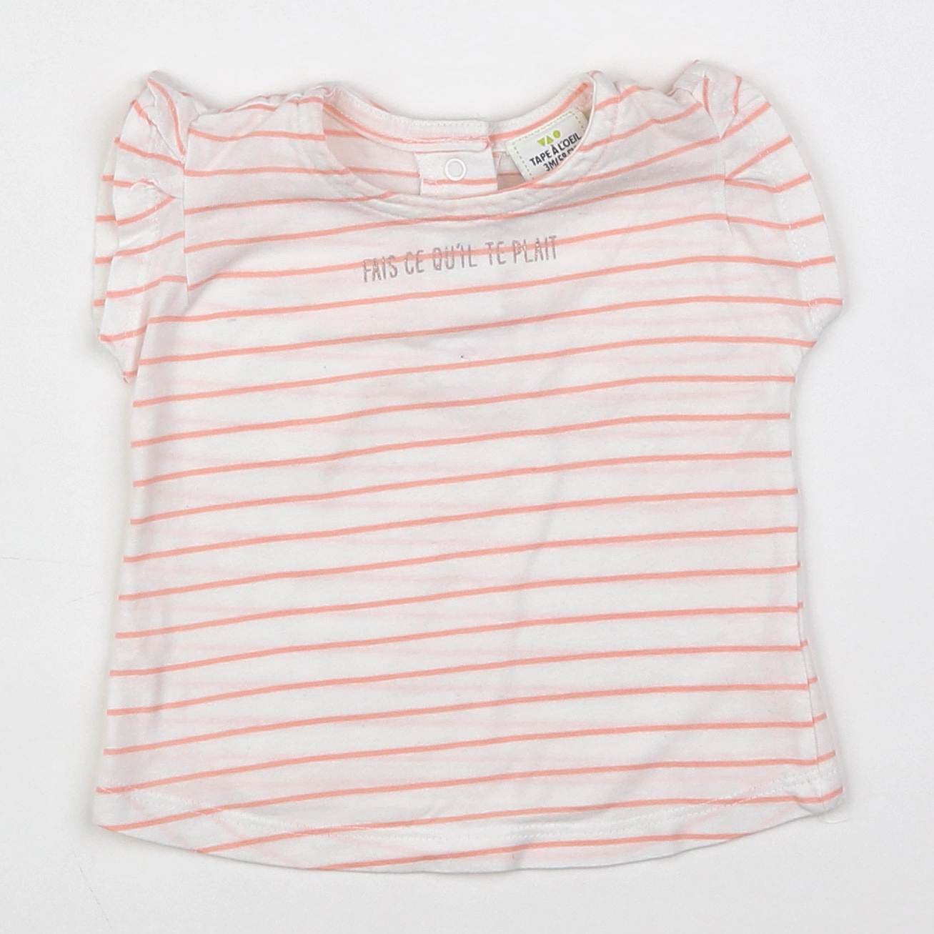 Tape à l'oeil - tee-shirt blanc, rose - 3 mois