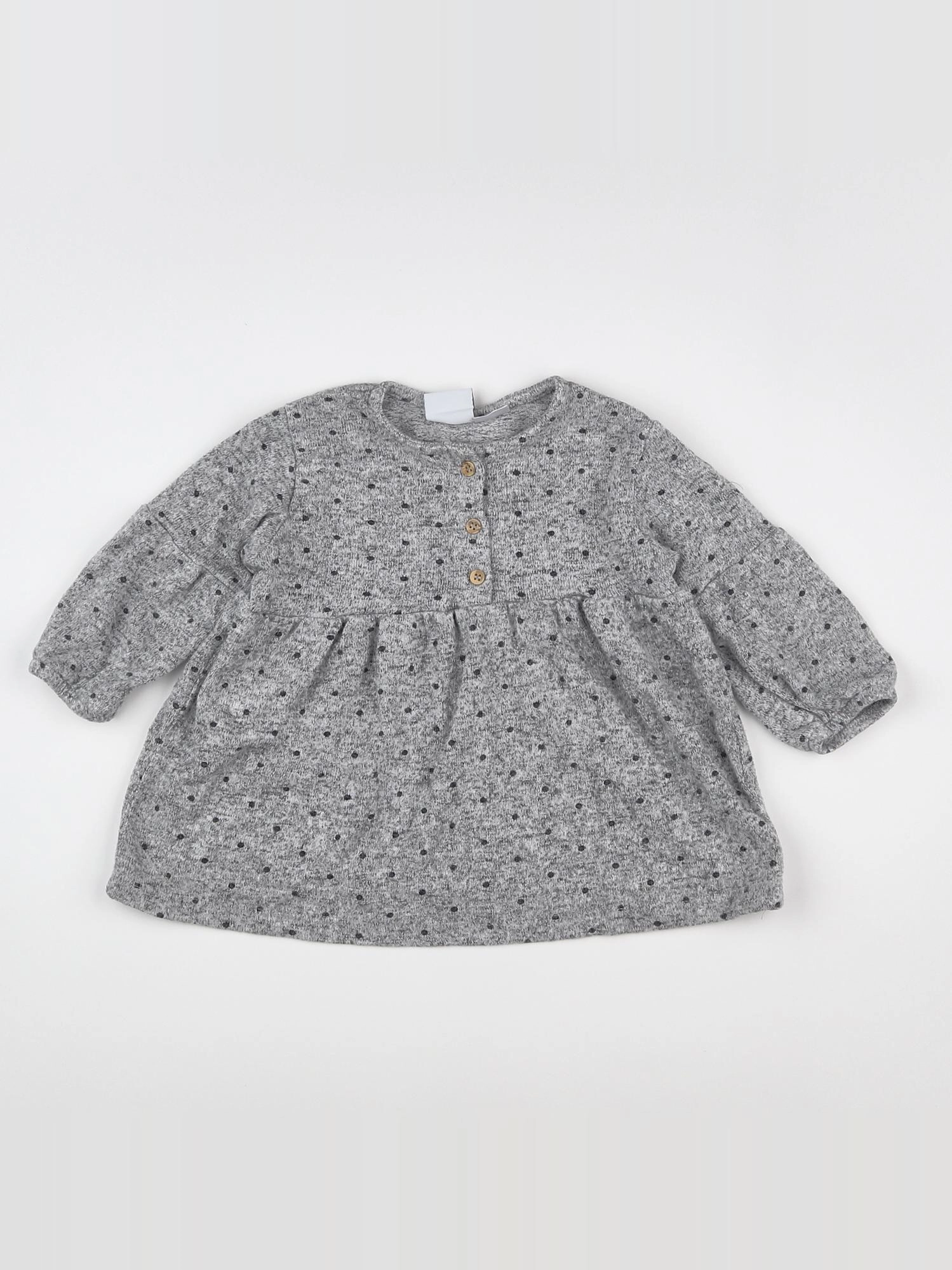 Zara - robe gris - 6/9 mois