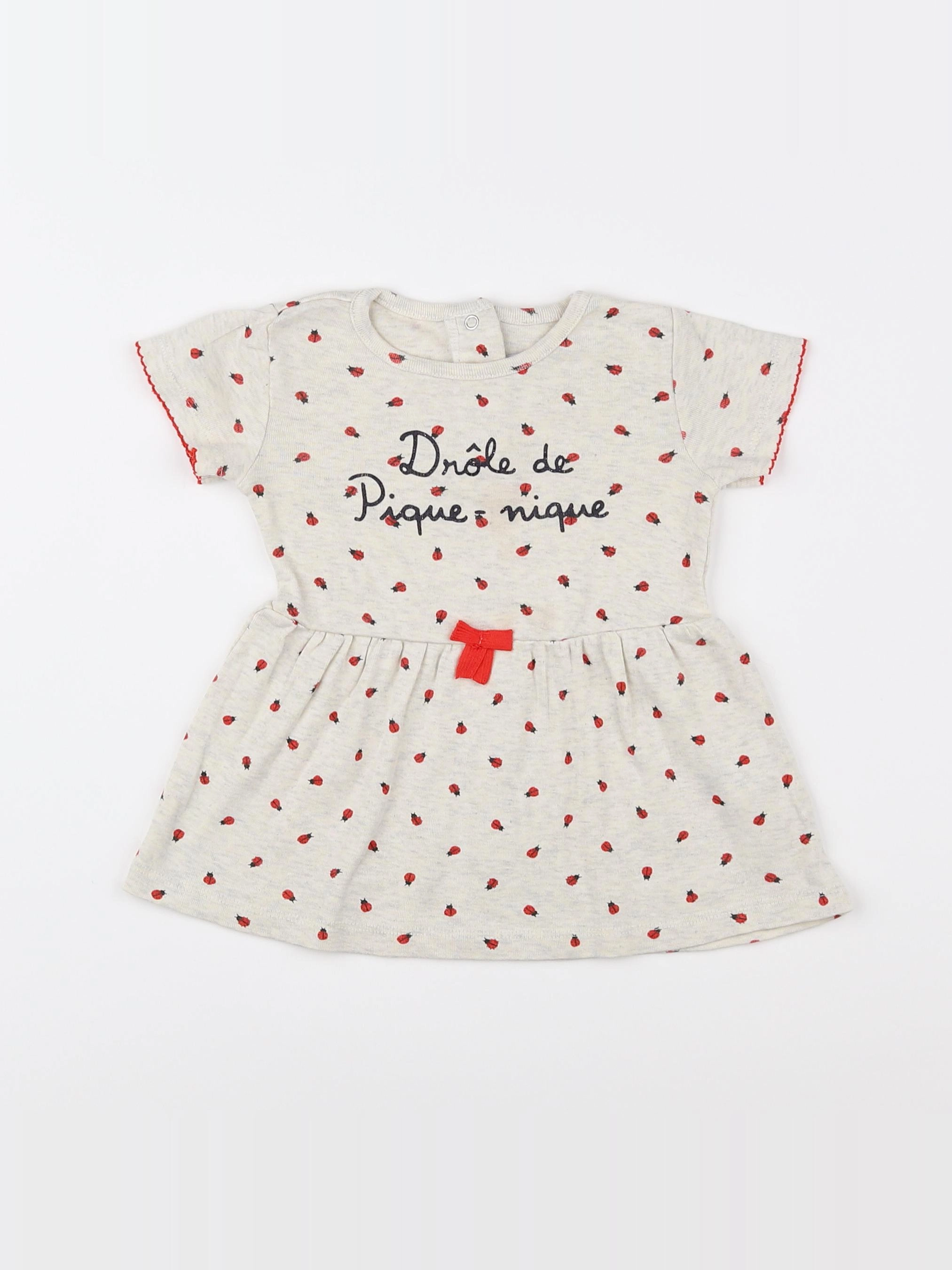 Absorba - robe beige, rouge - 12 mois