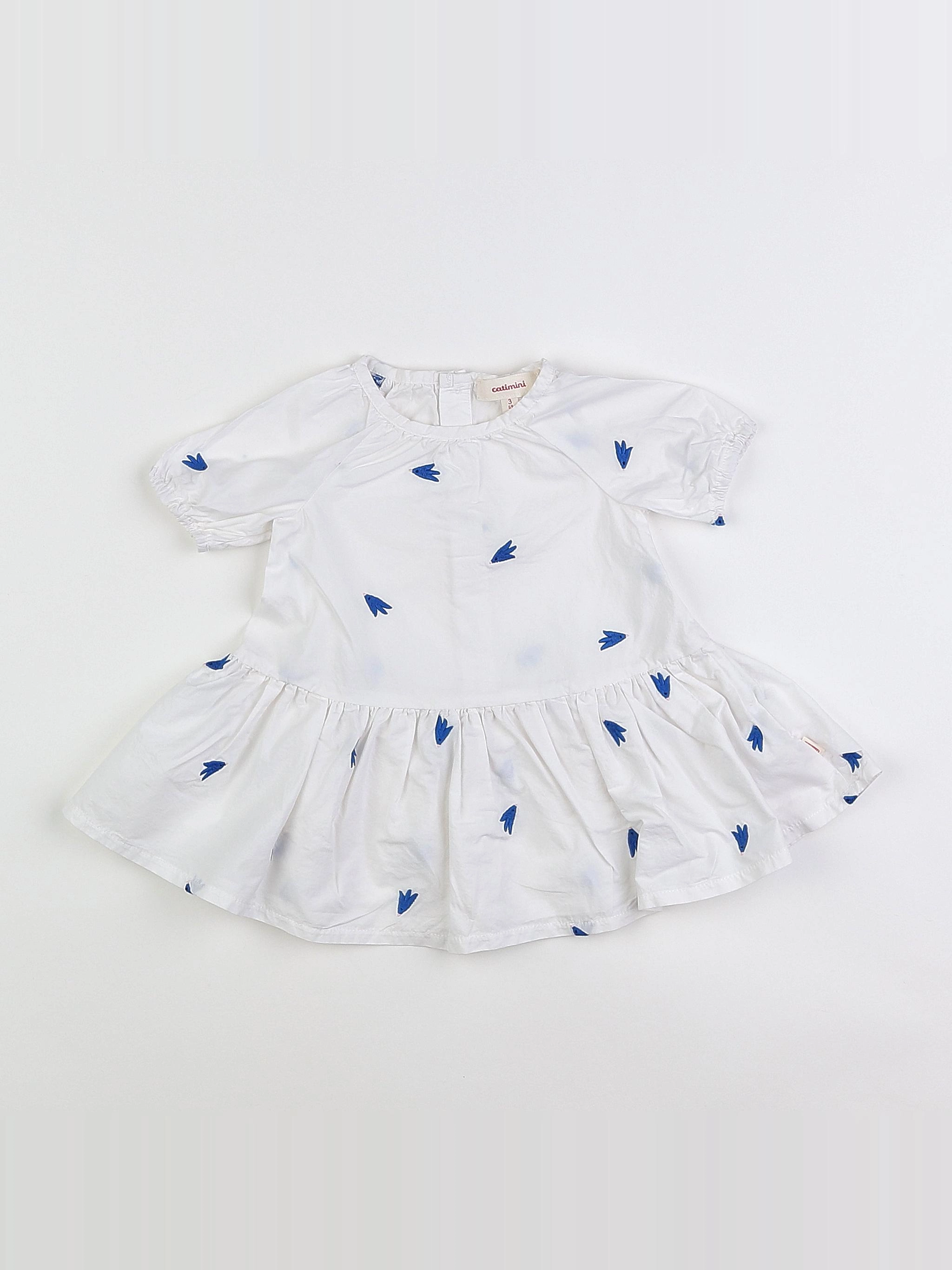 Catimini - robe blanc, bleu - 3 mois