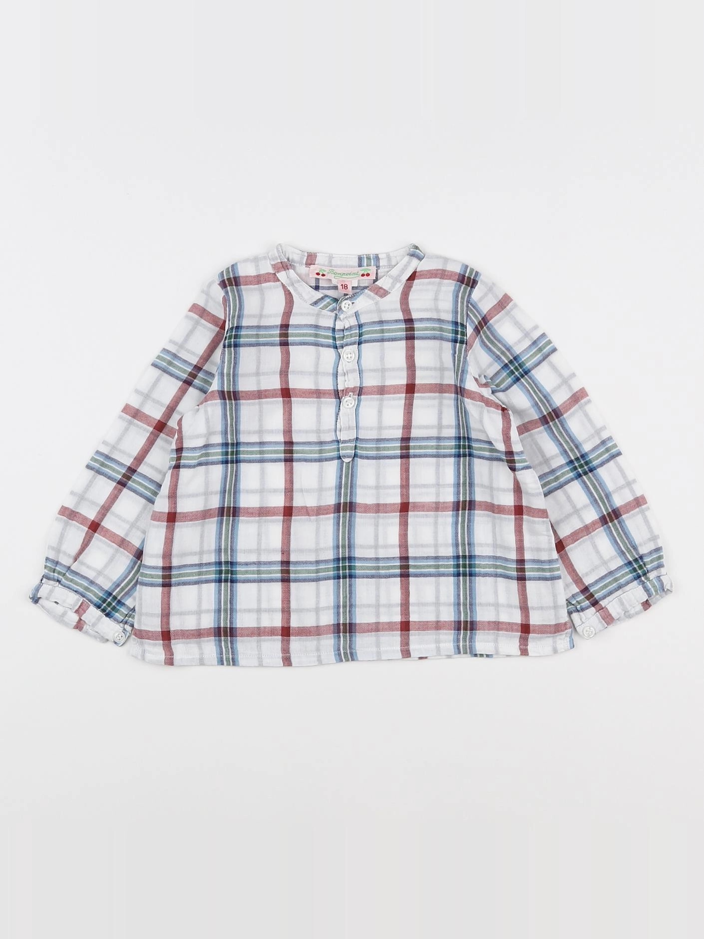 Bonpoint - blouse bleu, rouge - 18 mois