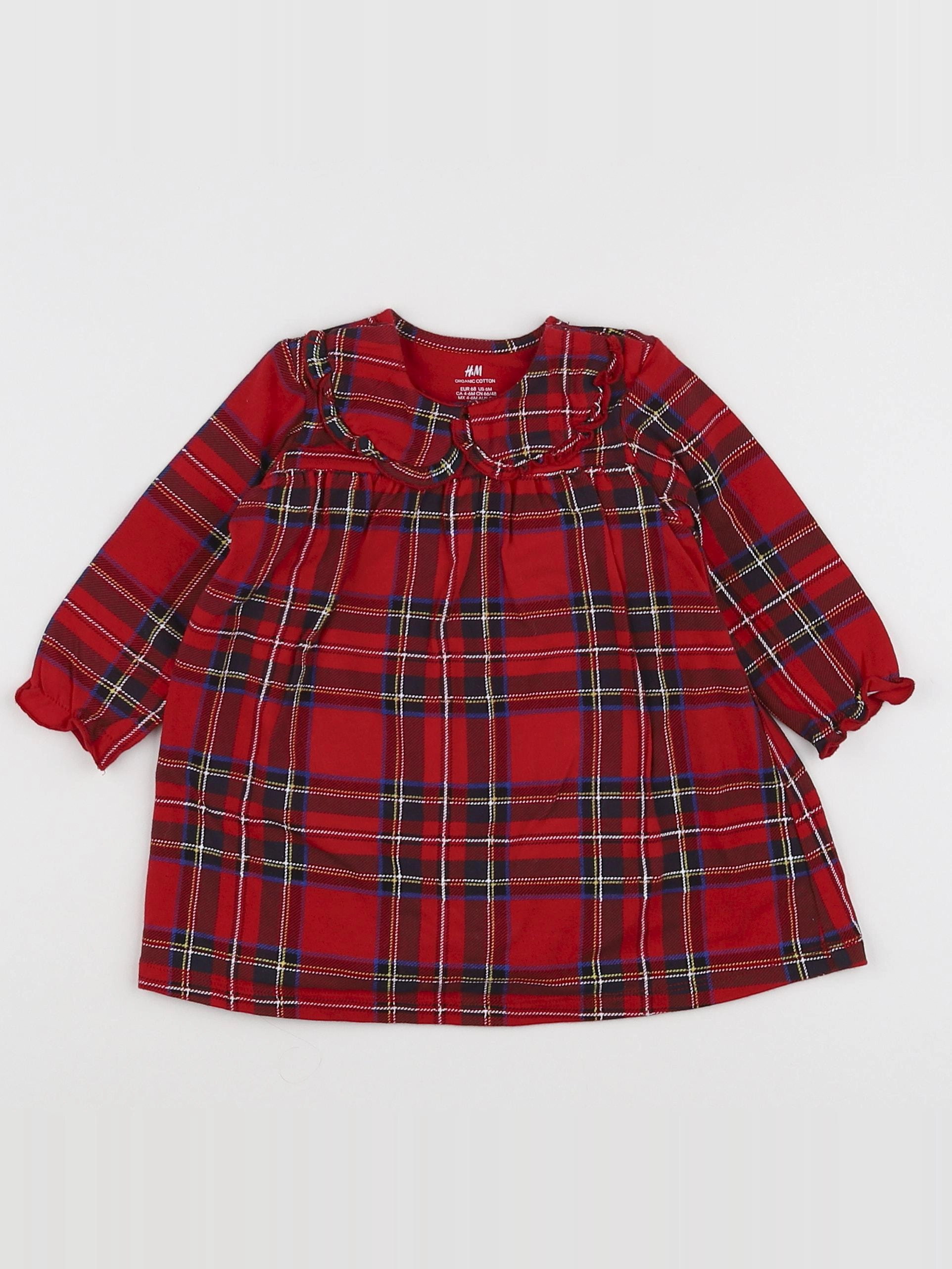 H&M - robe rouge, noir - 6 mois