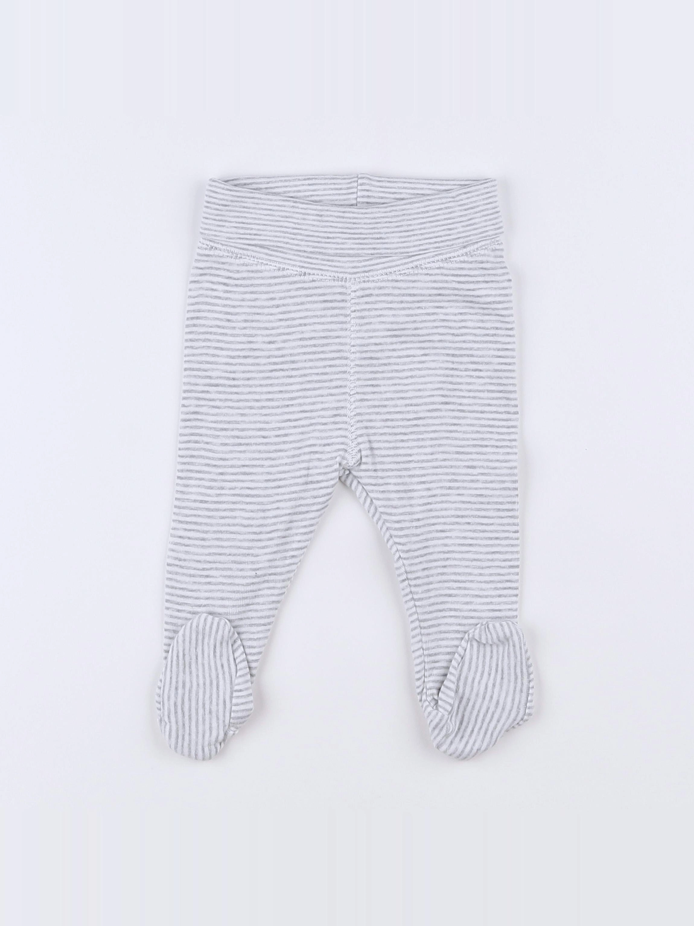 H&M - legging gris, blanc - 3 mois