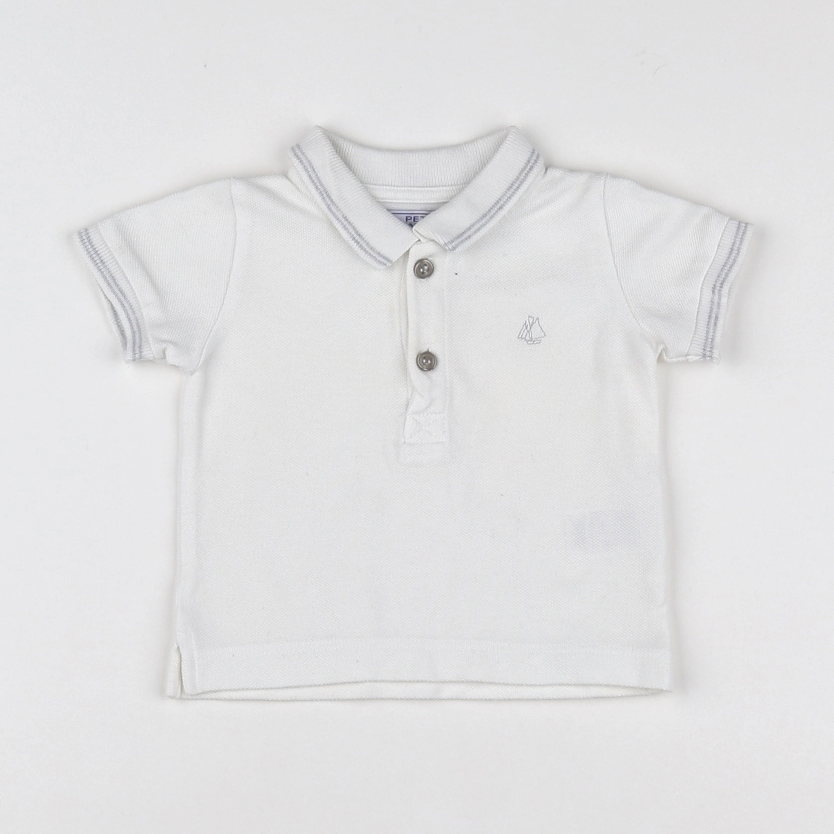 Petit Bateau - polo blanc - 6 mois