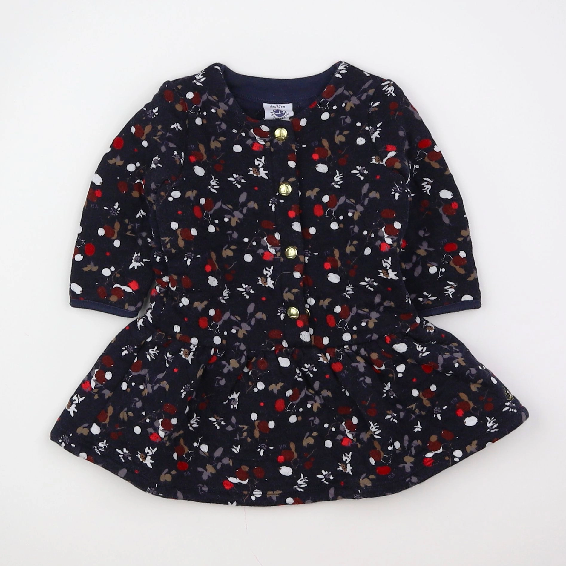 Petit Bateau - robe bleu - 6 mois