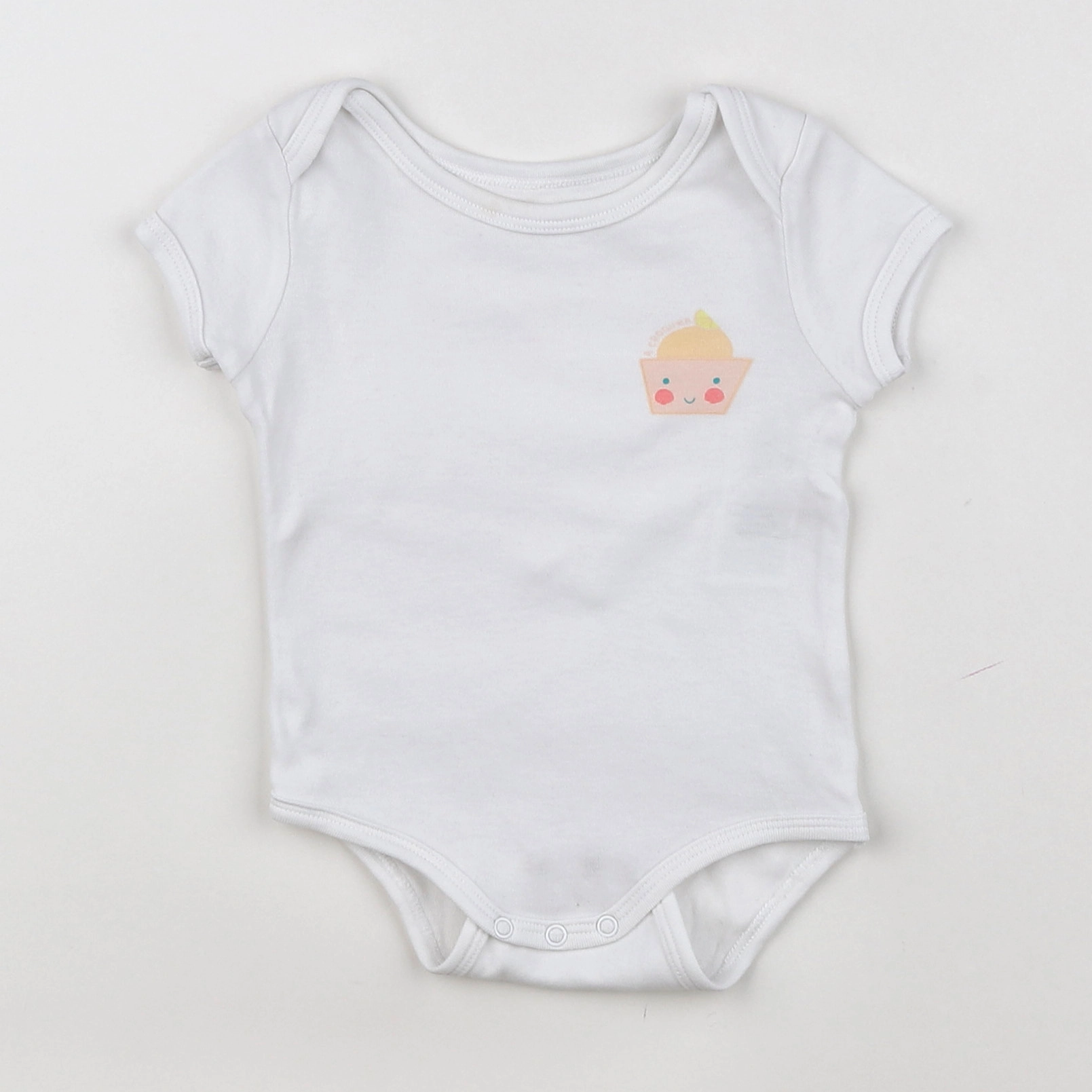 Vertbaudet - body blanc, rose - 6 mois