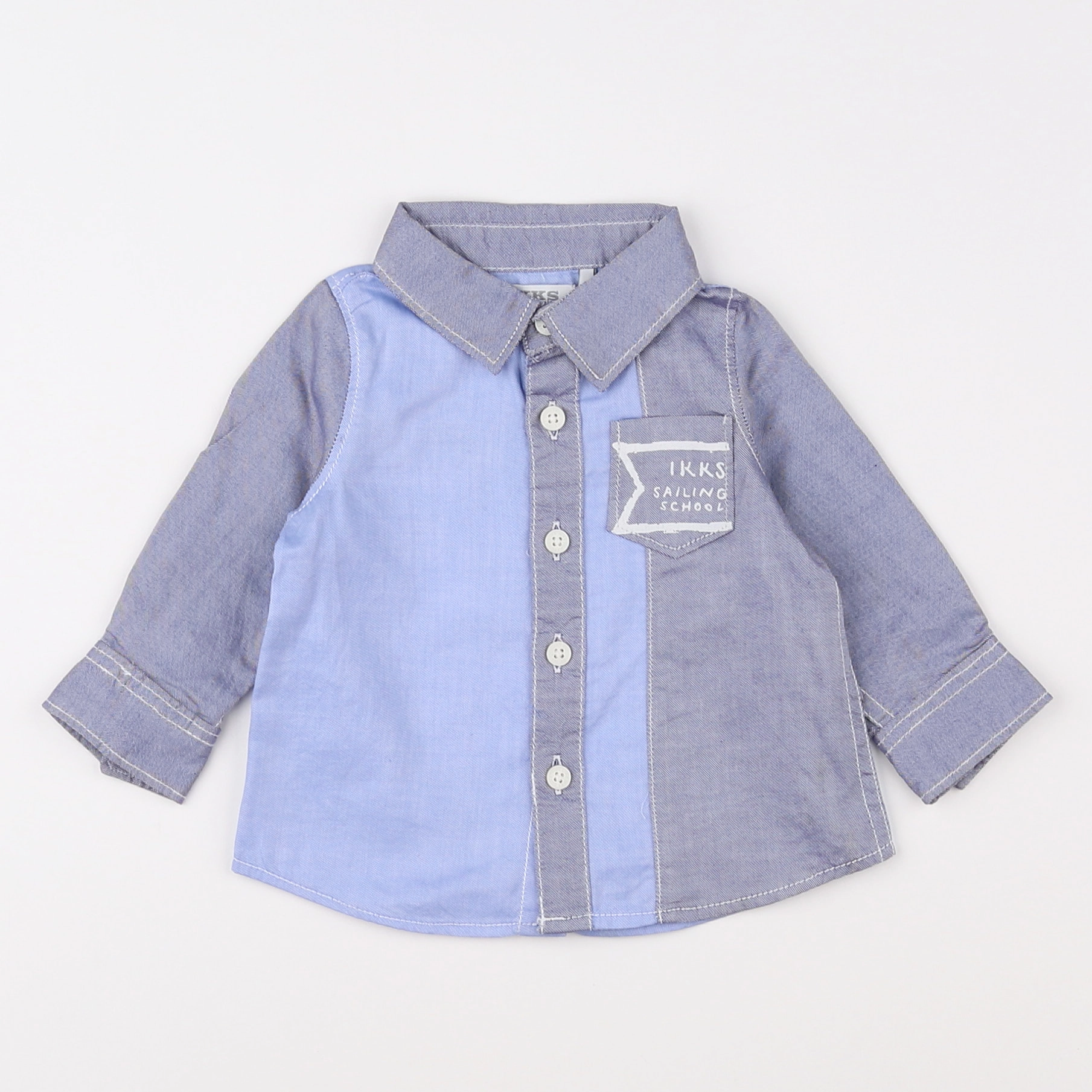 IKKS - chemise bleu, gris - 3 mois