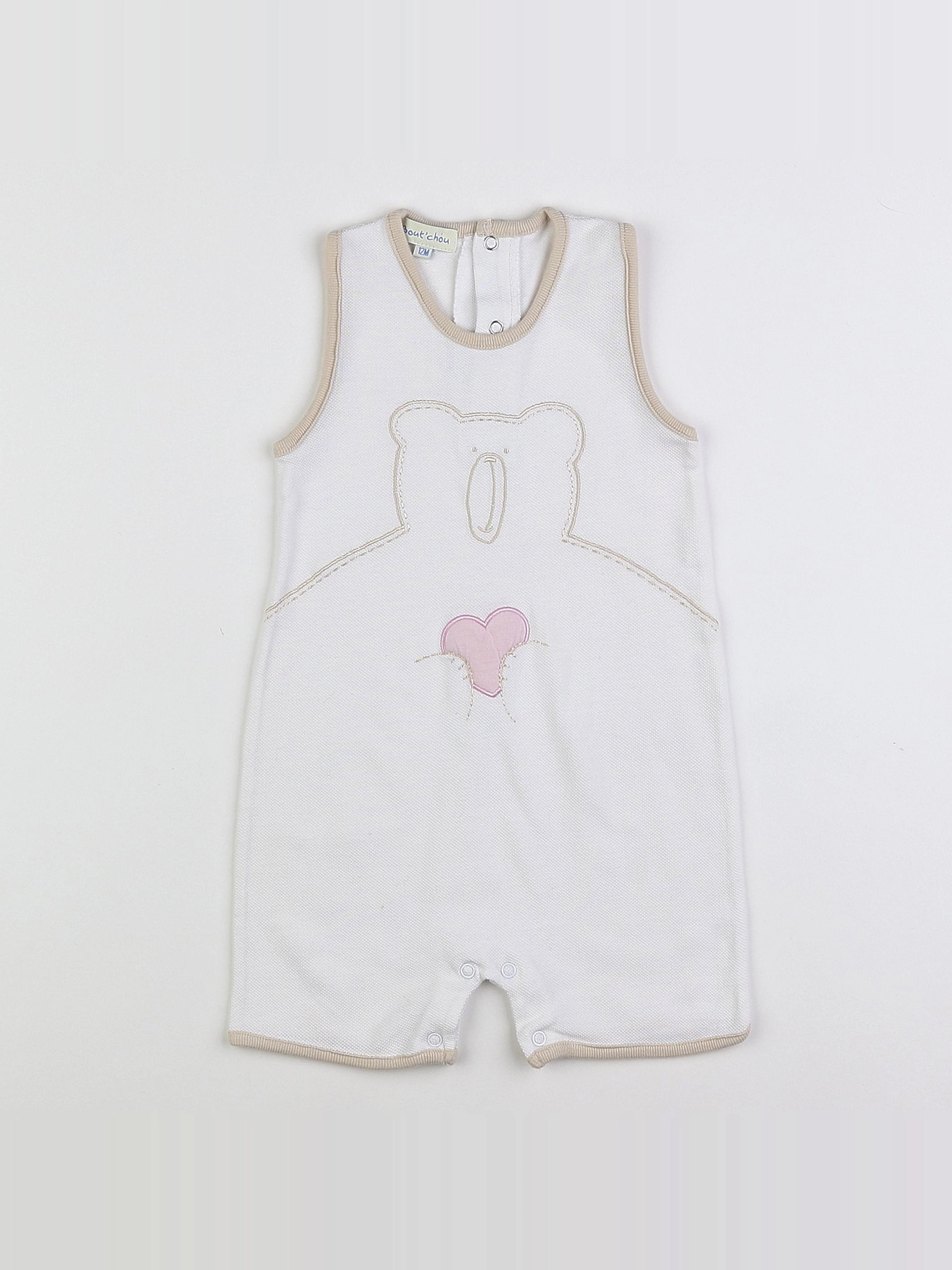 Boutchou - pyjama beige,blanc - 12 mois