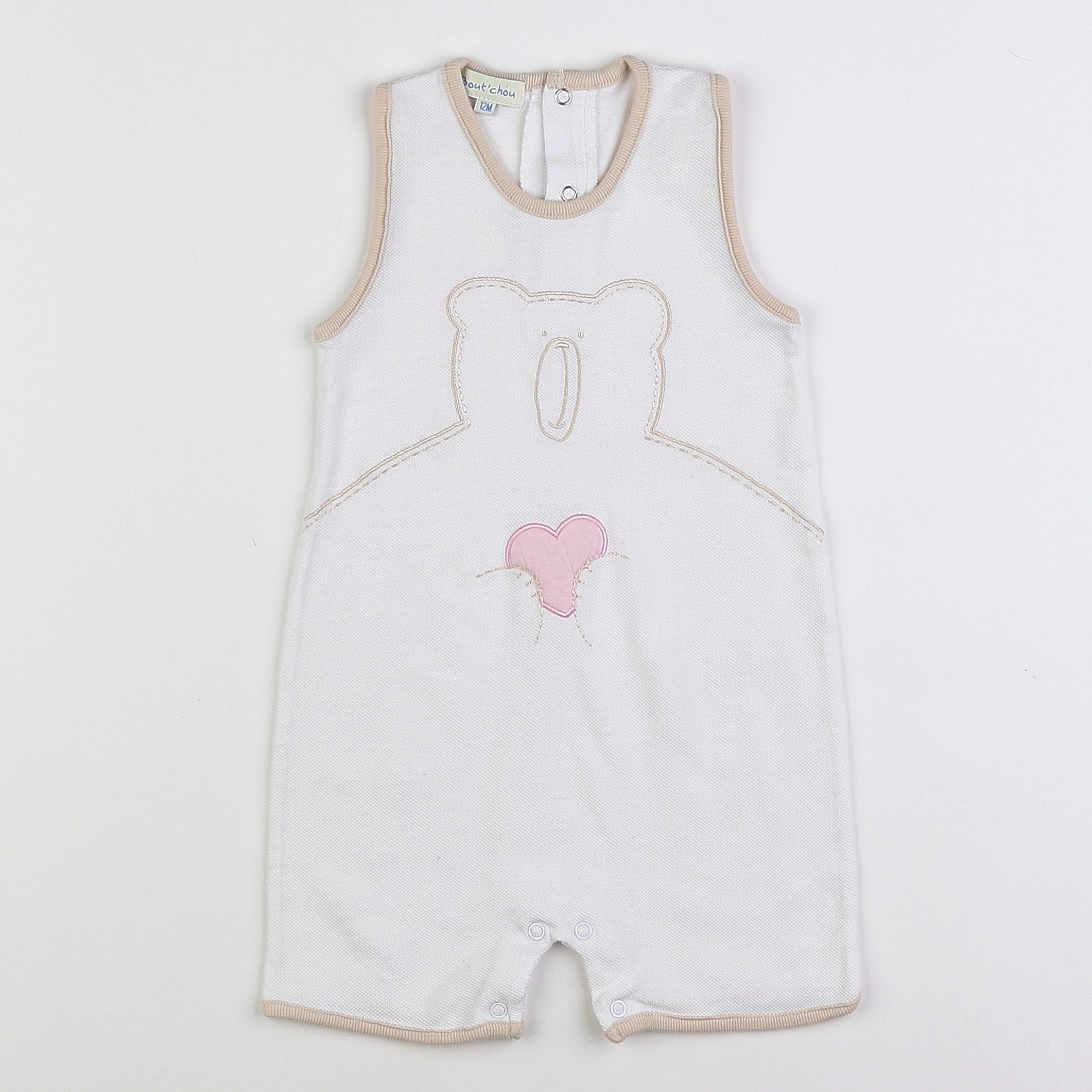 Boutchou - pyjama beige,blanc - 12 mois