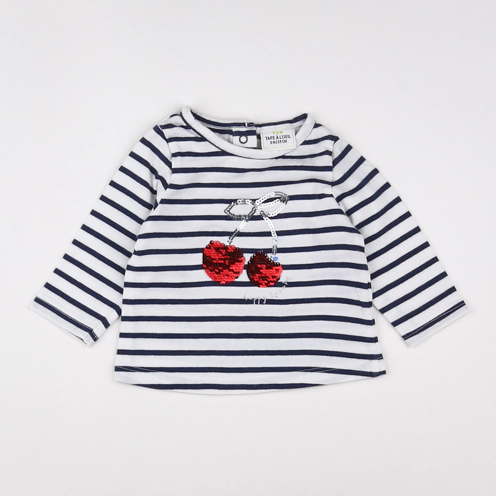 Tape à l'oeil - tee-shirt blanc, bleu - 3 mois