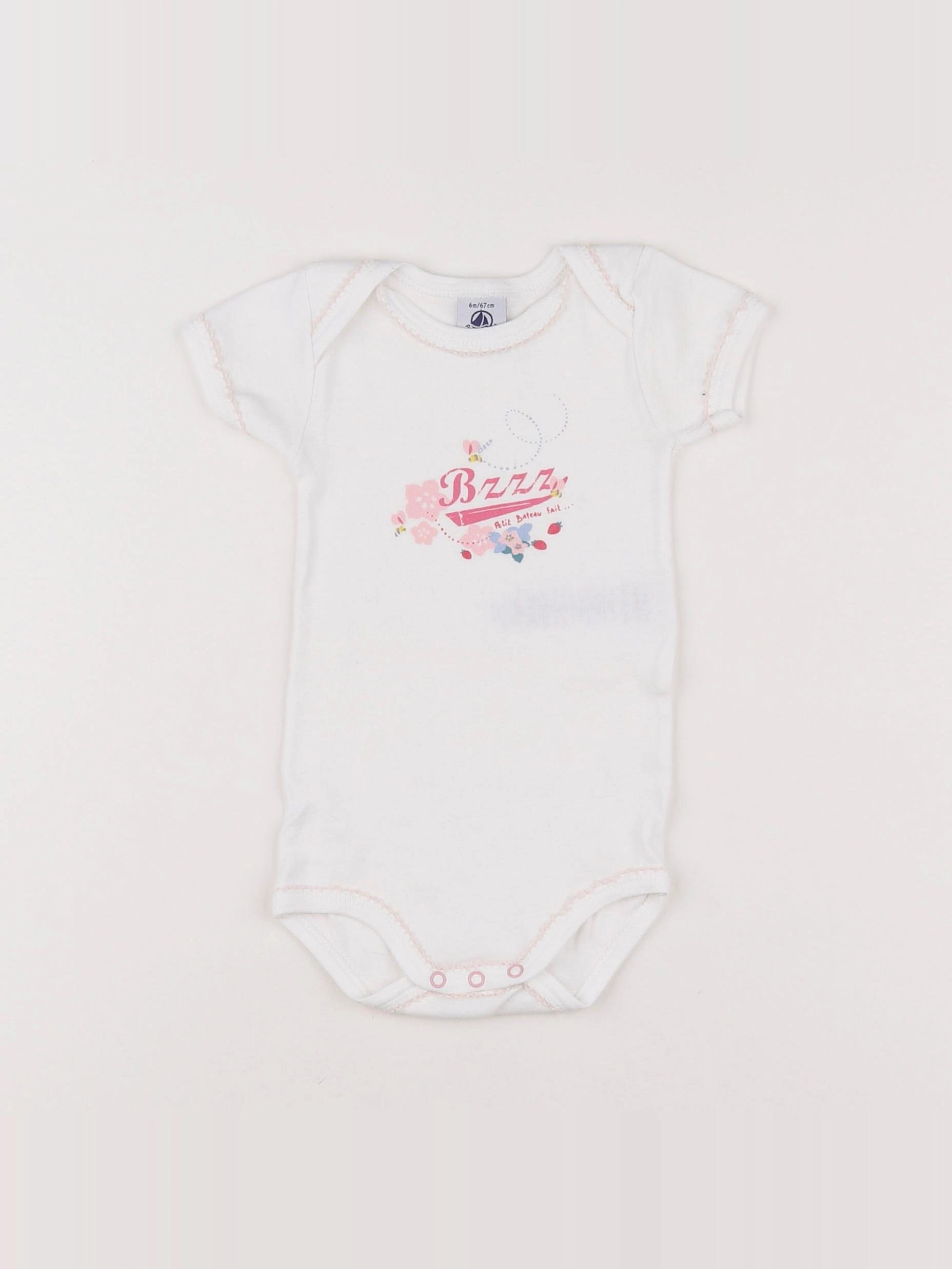 Petit Bateau - body blanc - 6 mois