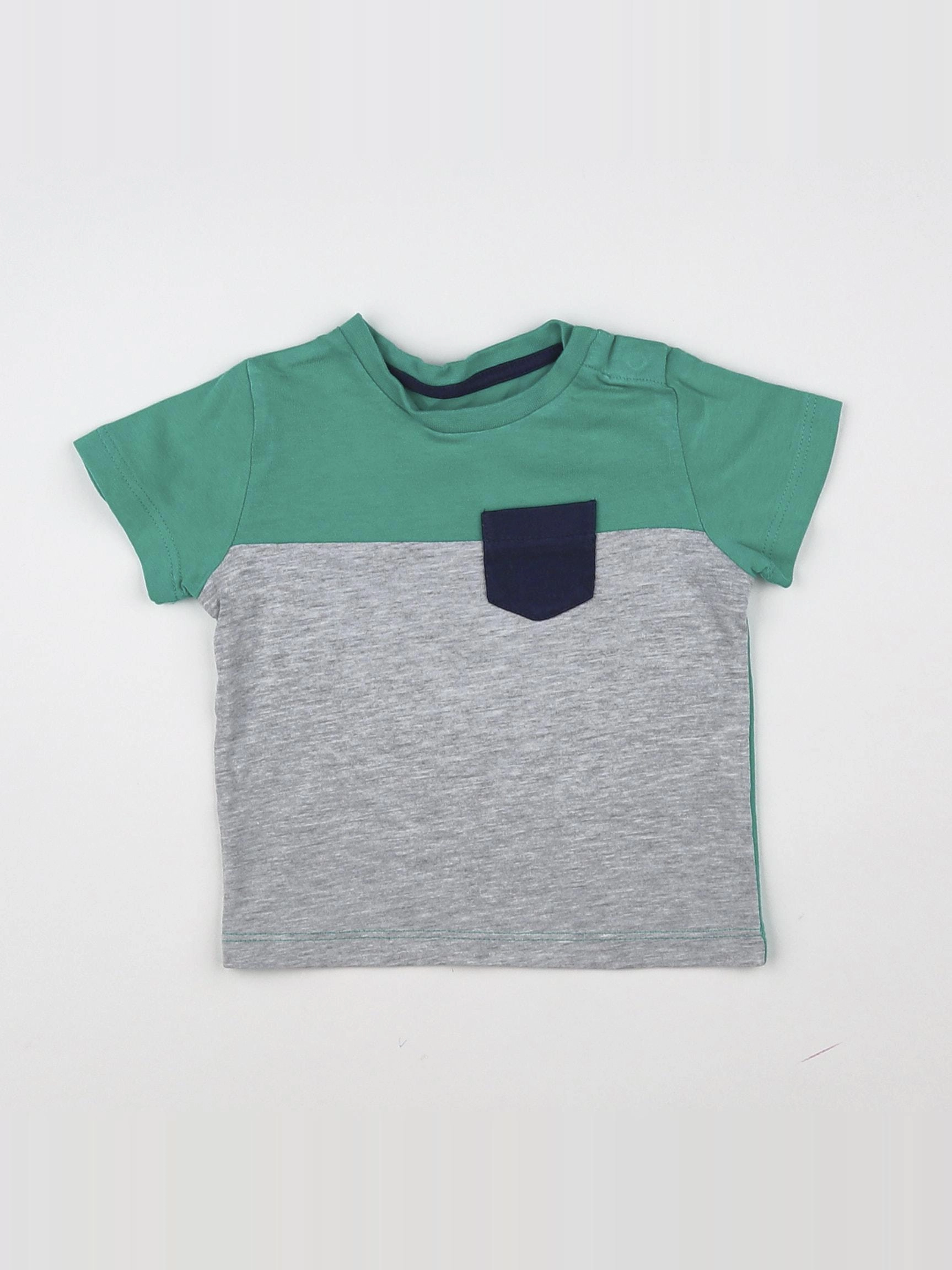 Vertbaudet - tee-shirt gris, vert - 6 mois