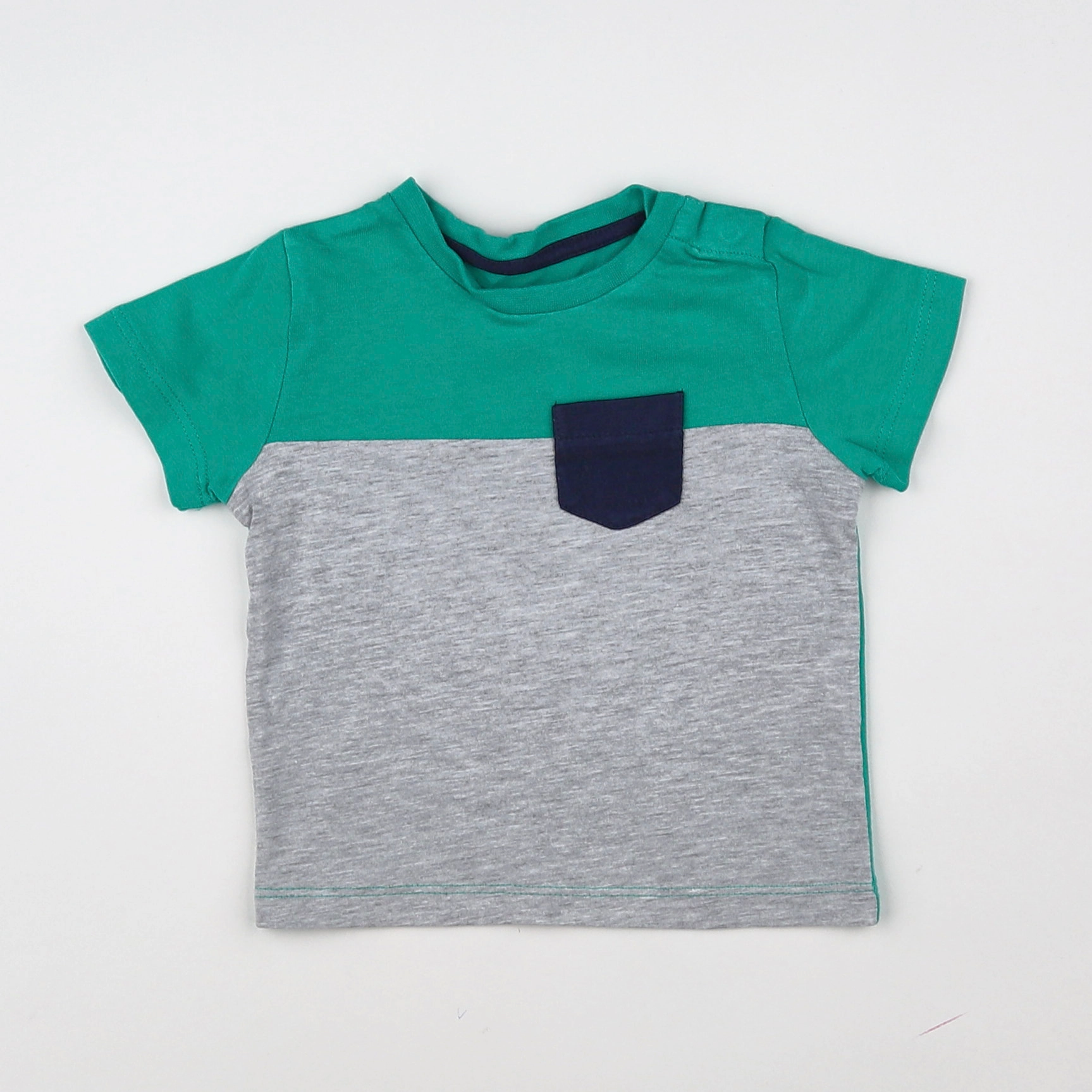 Vertbaudet - tee-shirt gris, vert - 6 mois