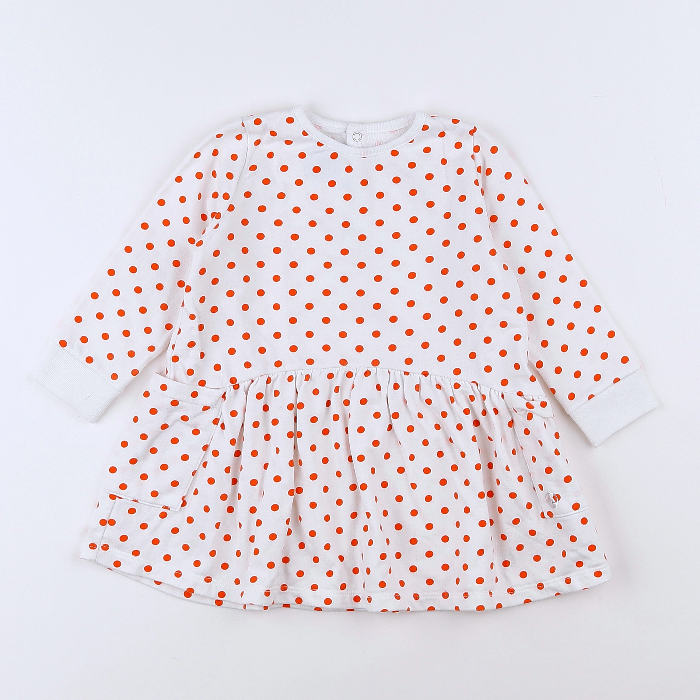 Petit Bateau - robe blanc, orange - 18 mois